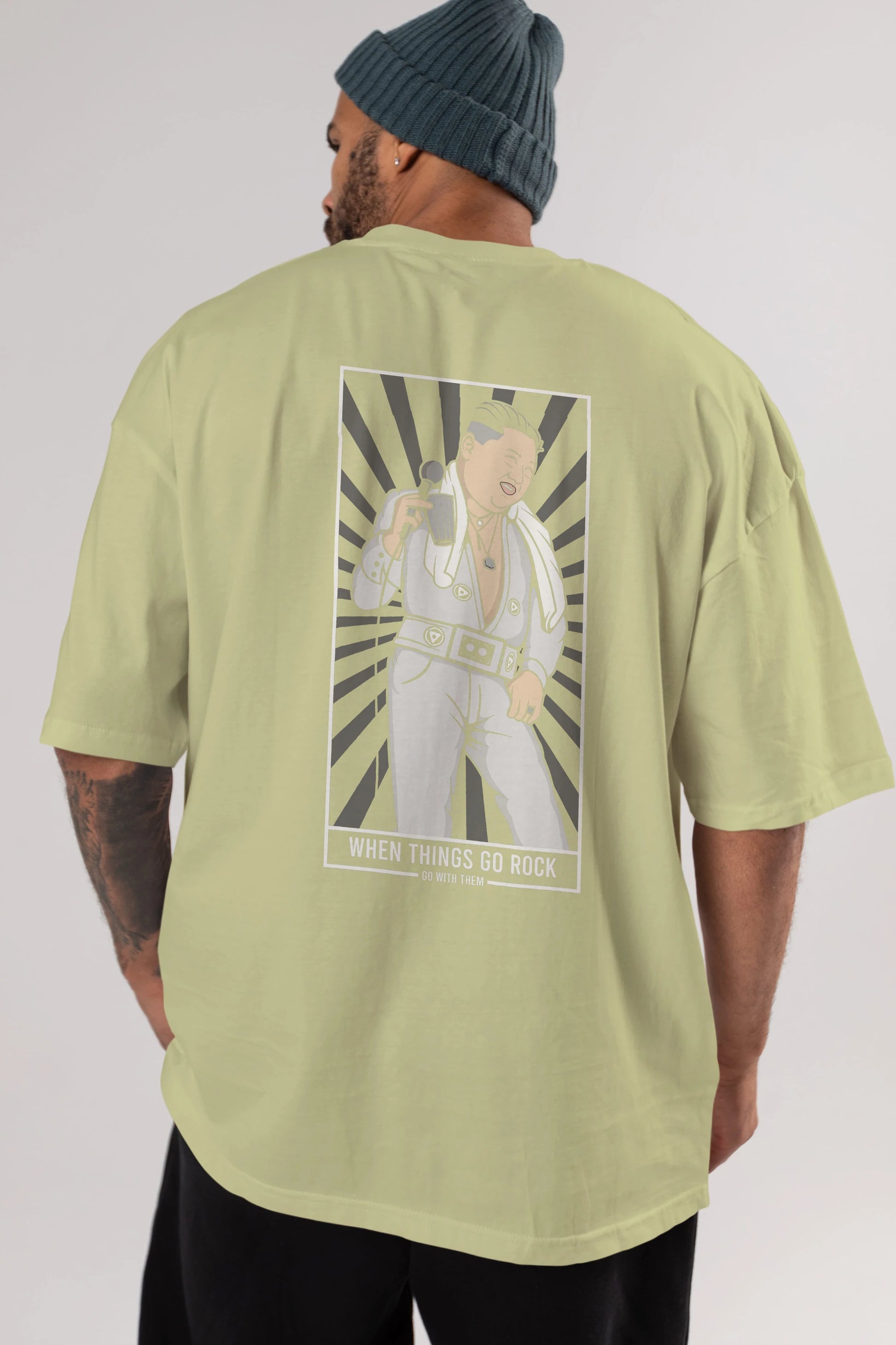Kim Elvis Arka Baskılı Oversize t-shirt Erkek Kadın Unisex %100 Pamuk tişort