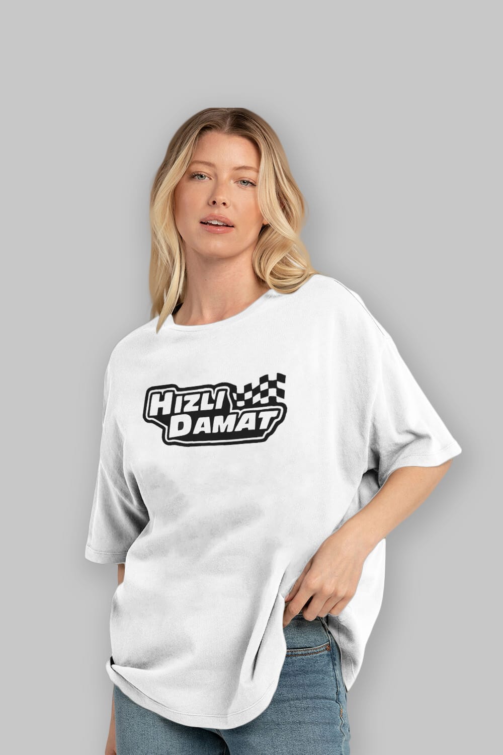 Hızlı Damat Ön Baskılı Oversize t-shirt %100 pamuk Erkek Kadın Unisex