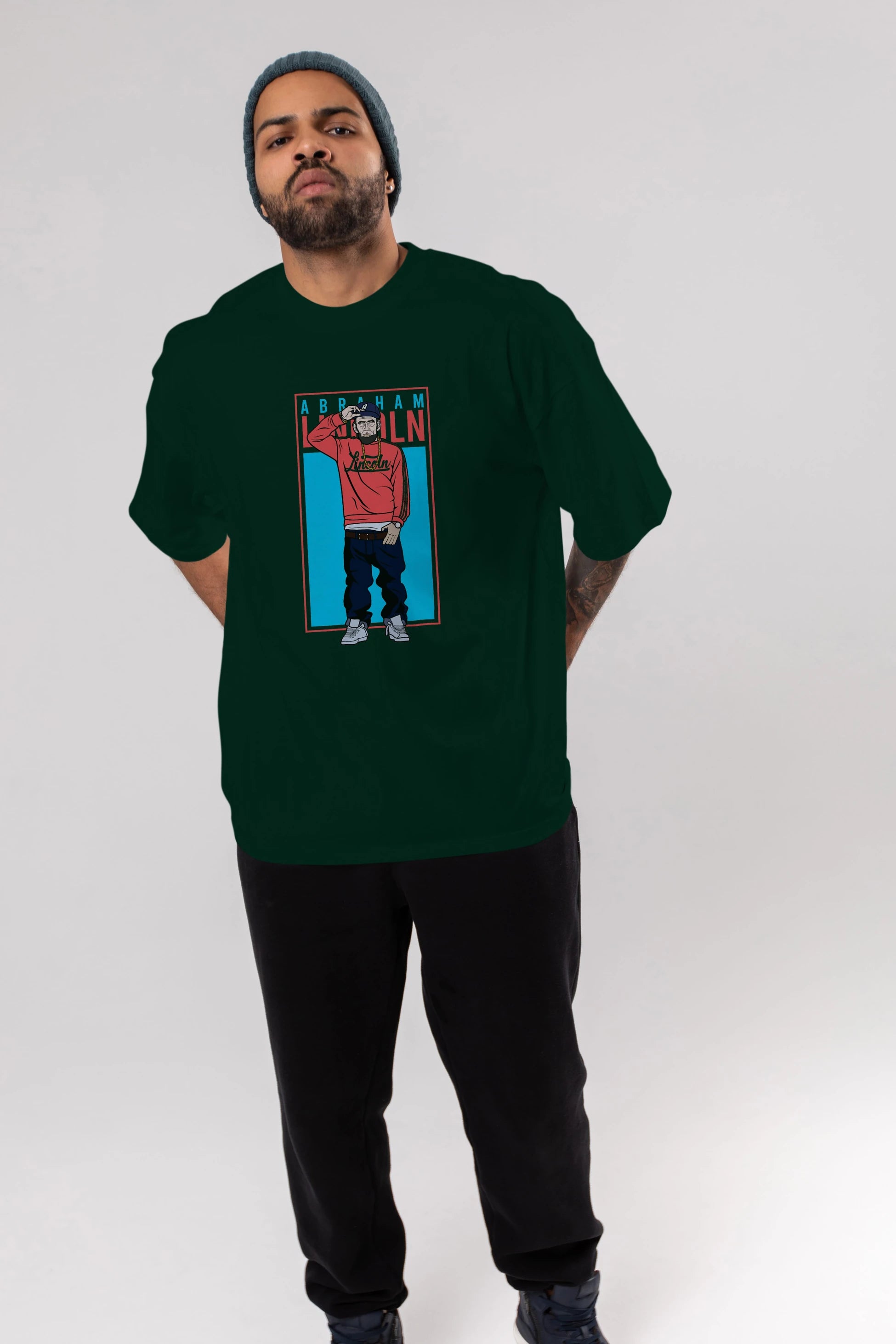 Abraham Lincoln Ön Baskılı Oversize t-shirt Erkek Kadın Unisex %100 Pamuk tişort