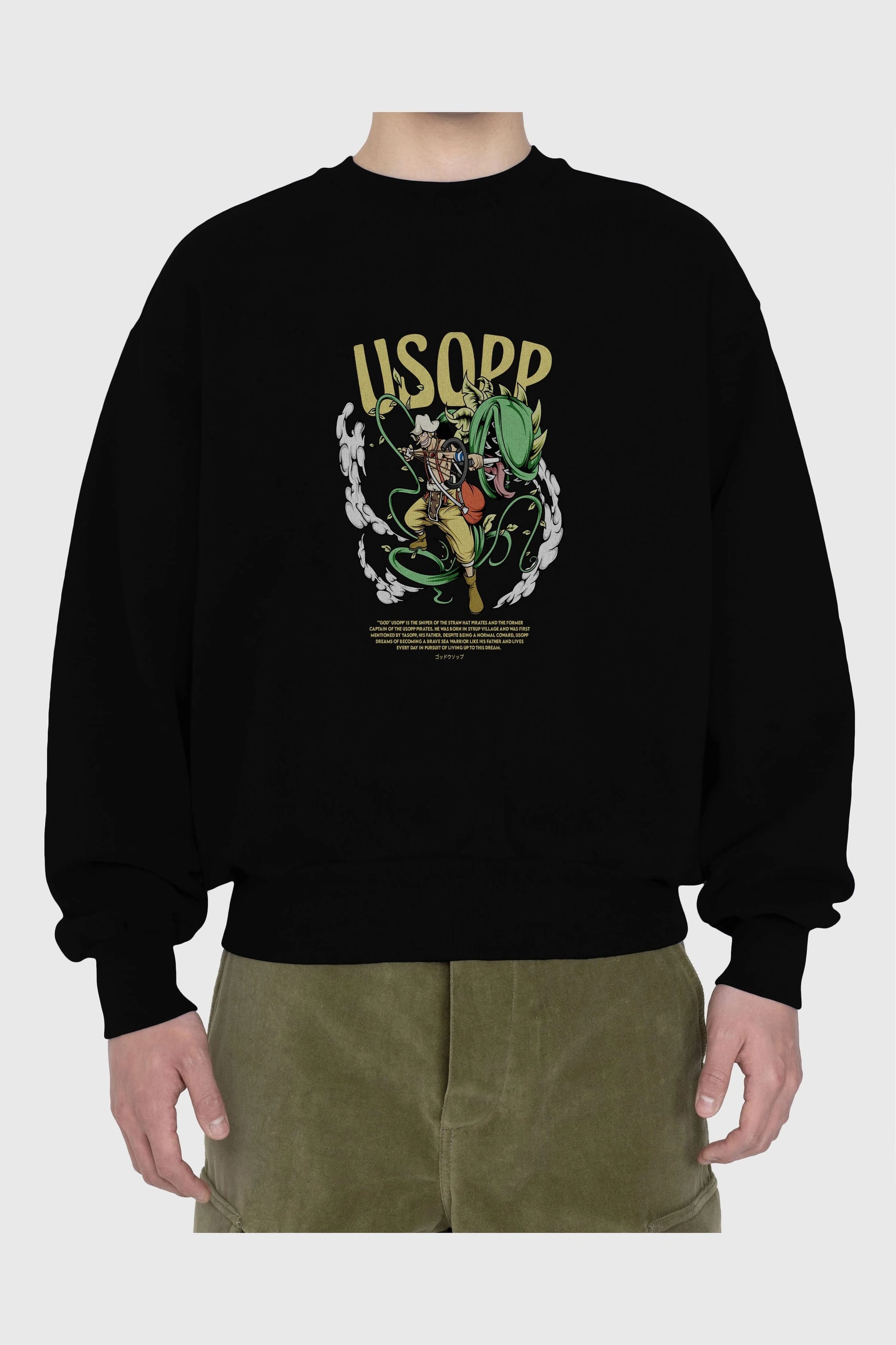 Usopp Anime Ön Baskılı Oversize Sweatshirt Erkek Kadın Unisex