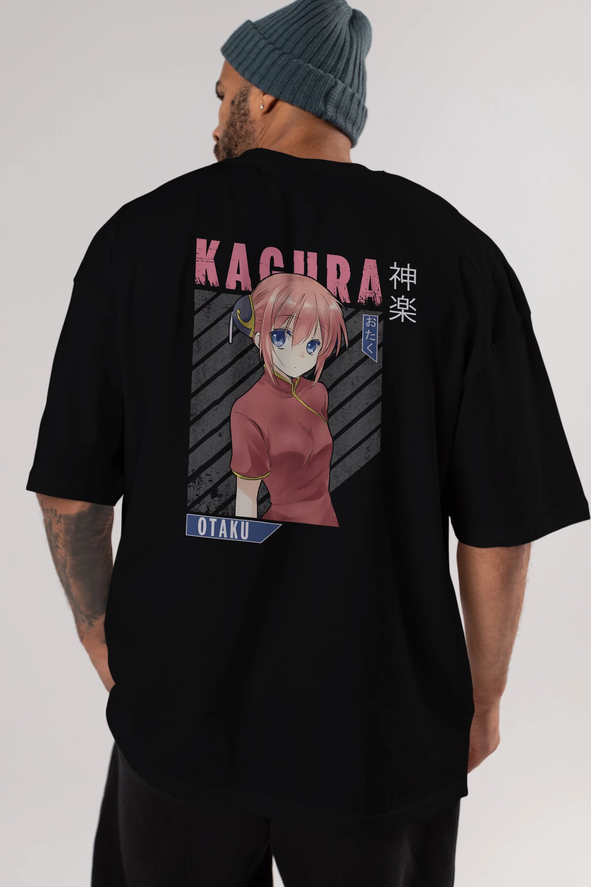 Kagura GINTAMA Anime Arka Baskılı Oversize t-shirt Erkek Kadın Unisex