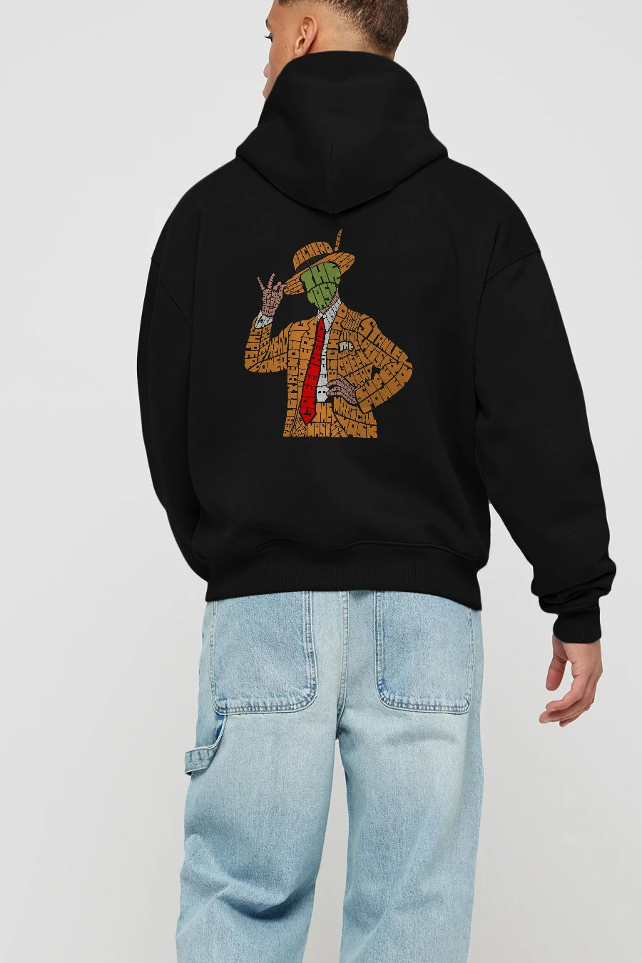 The Mask Arka Baskılı Hoodie Oversize Kapüşonlu Sweatshirt Erkek Kadın Unisex