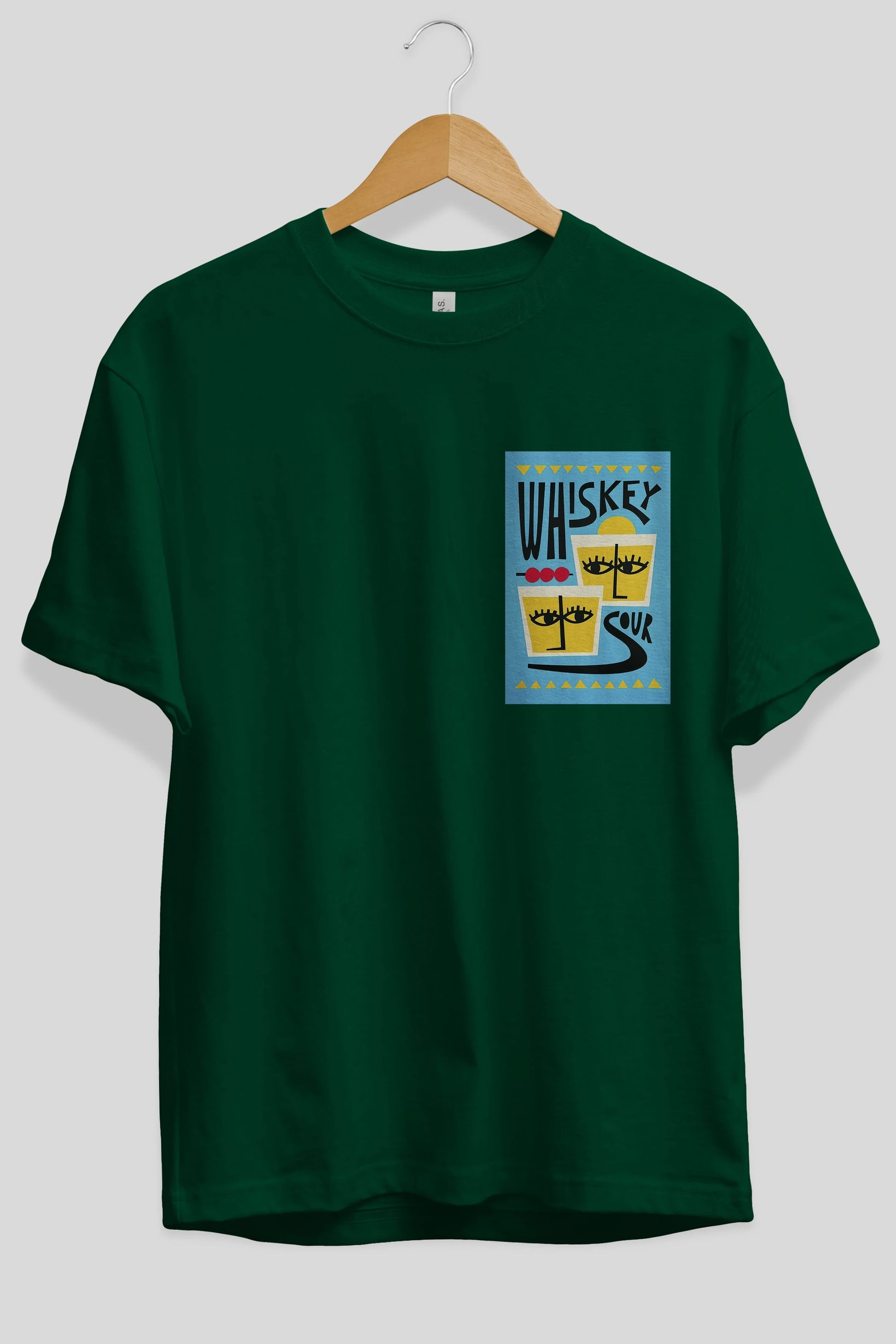 Whiskey Sour 2 Ön Sol Baskılı Oversize t-shirt Erkek Kadın Unisex %100 Pamuk Bisiklet Yaka tişort