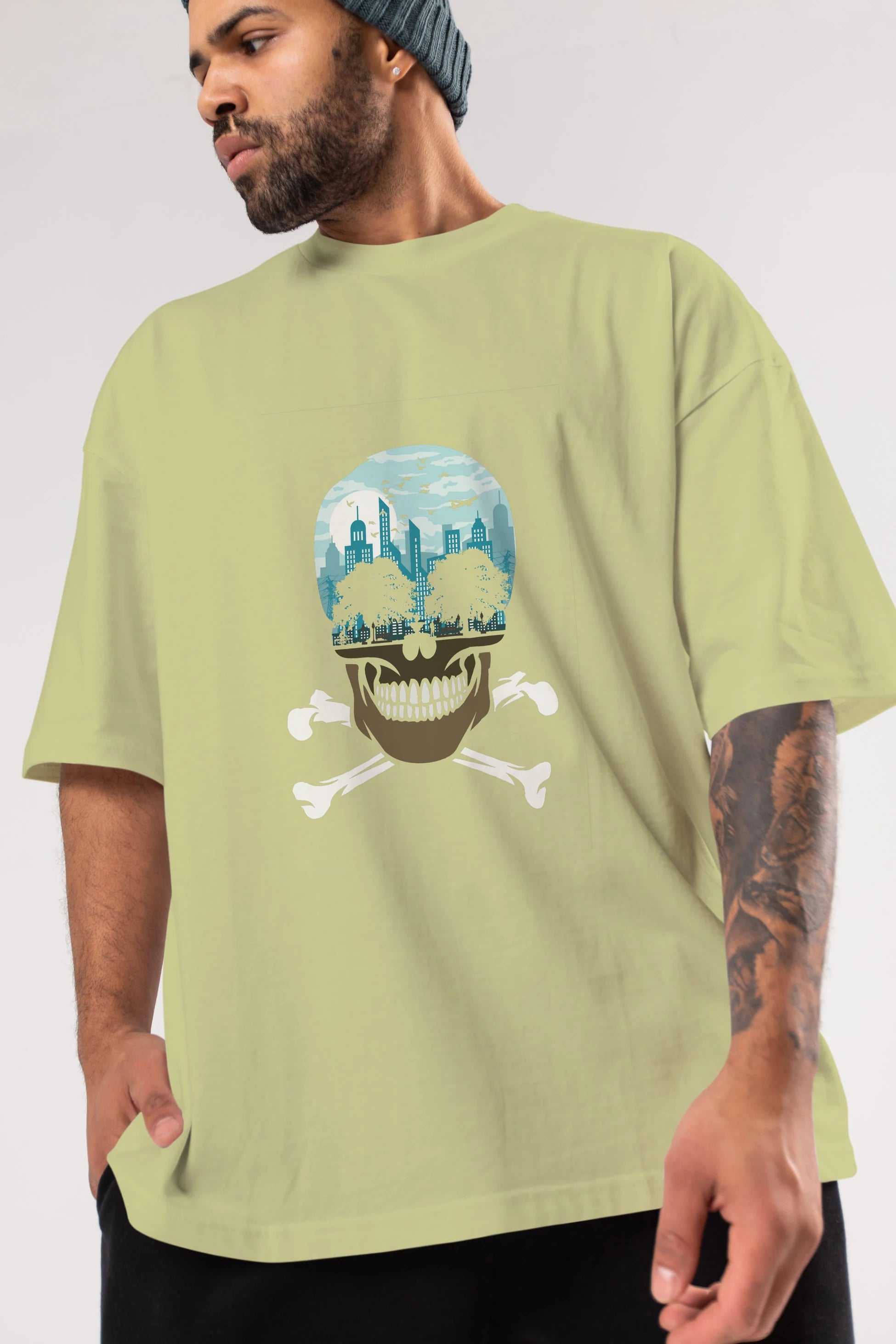Death City Ön Baskılı Oversize t-shirt %100 pamuk Erkek Kadın Unisex