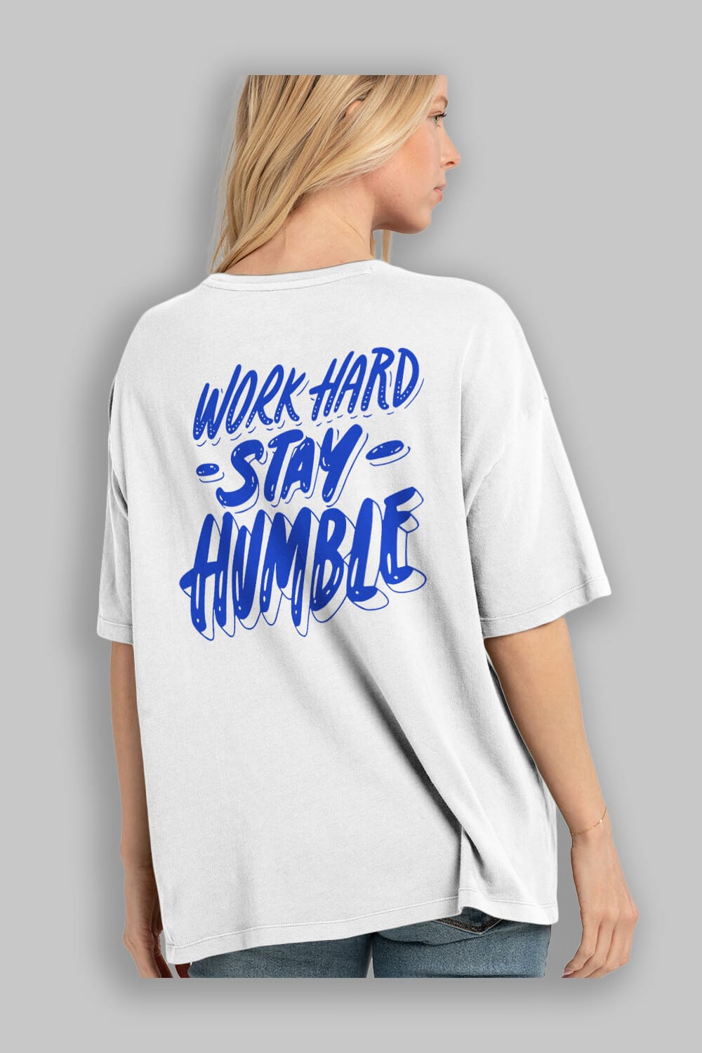Word Hard Yazılı Arka Baskılı Oversize t-shirt Erkek Kadın Unisex