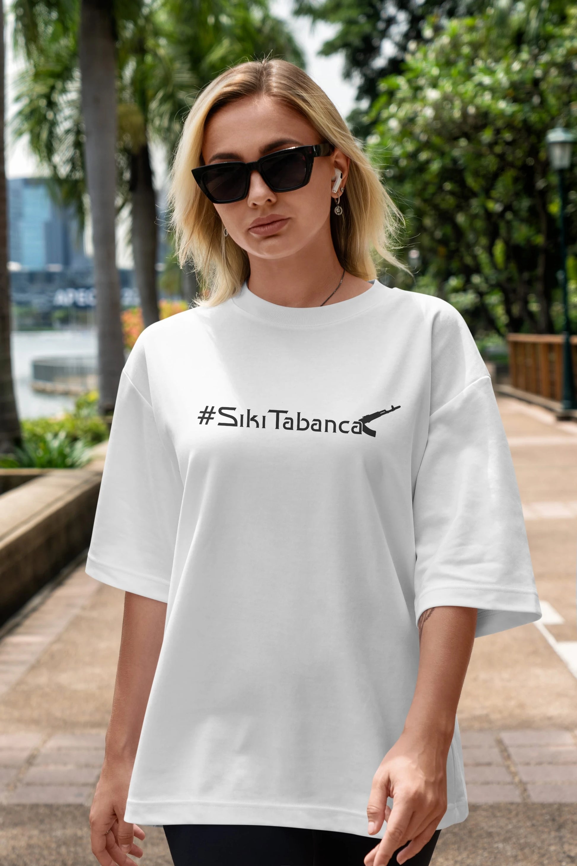 Sıkı Tabanca Ön Baskılı Oversize t-shirt %100 pamuk Erkek Kadın Unisex