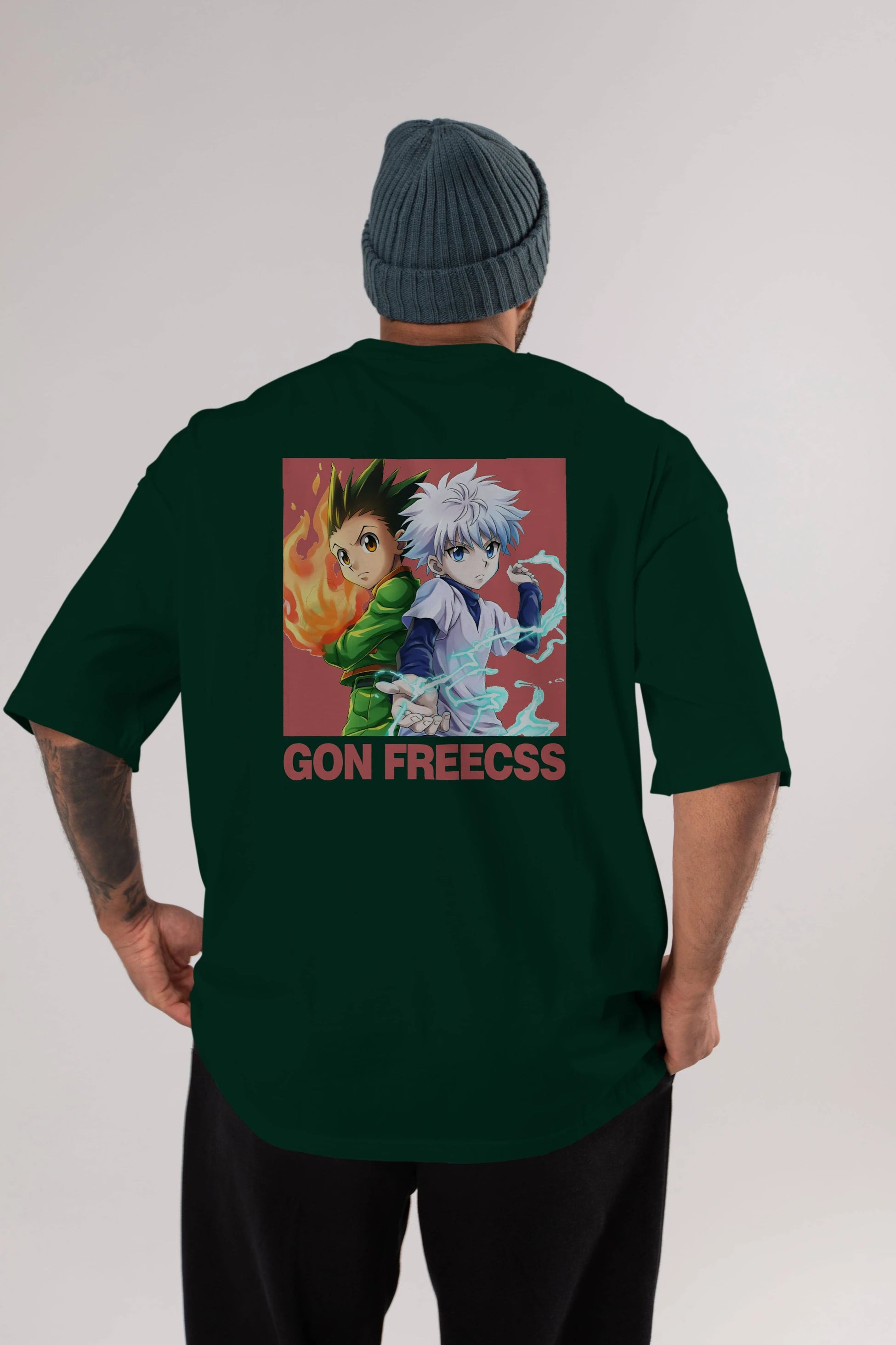 Gon Freecss HUNTER X HUNTER 4 Anime Arka Baskılı Oversize t-shirt Erkek Kadın Unisex