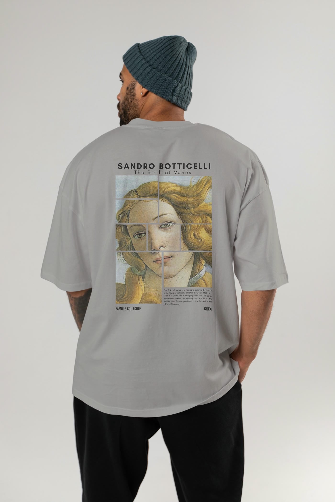 Sandro Botticelli Arka Baskılı Oversize t-shirt Erkek Kadın Bisiklet Yaka Pamuk tişort
