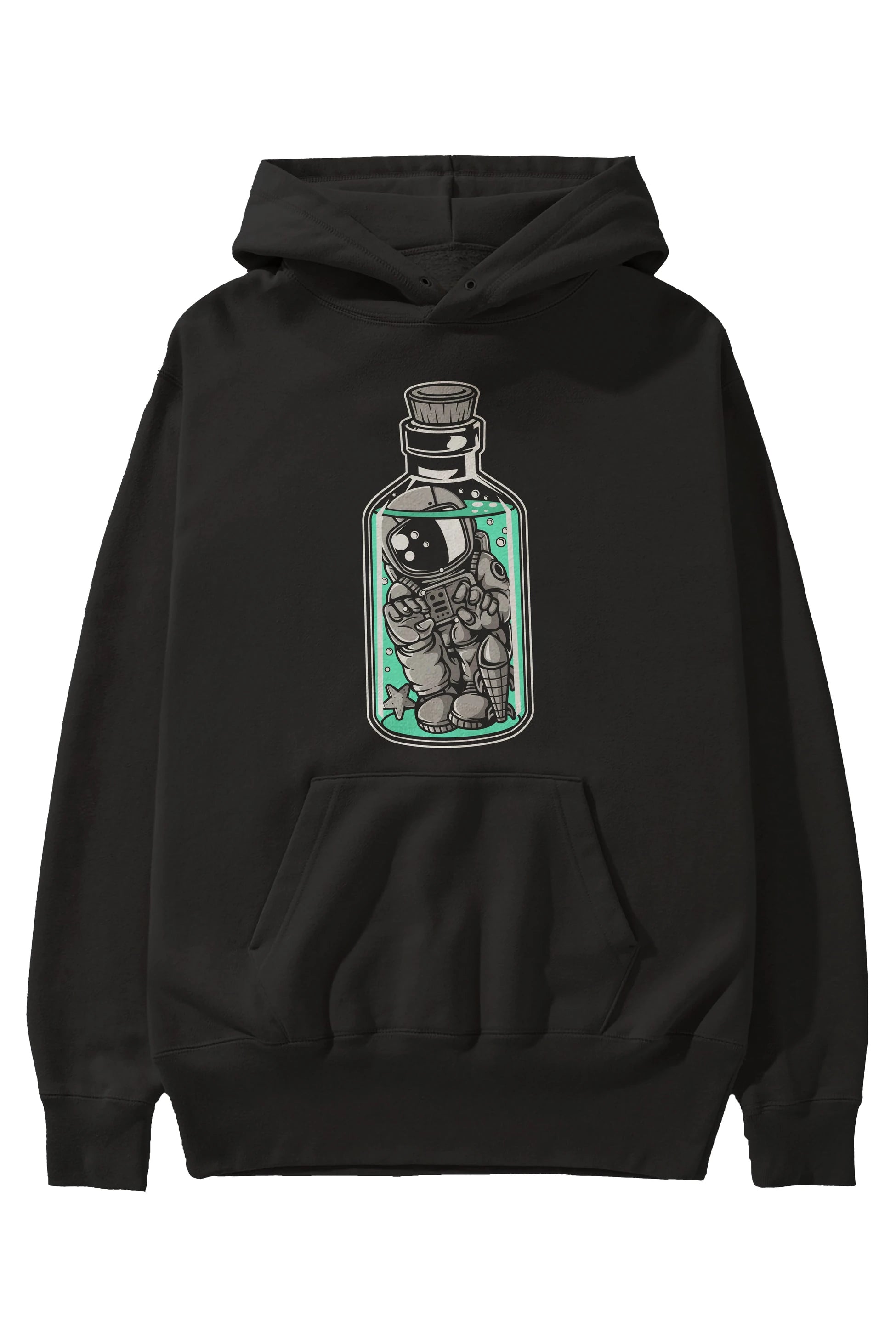 Astronaut in The Bottle Ön Baskılı Hoodie Oversize Kapüşonlu Sweatshirt Erkek Kadın Unisex