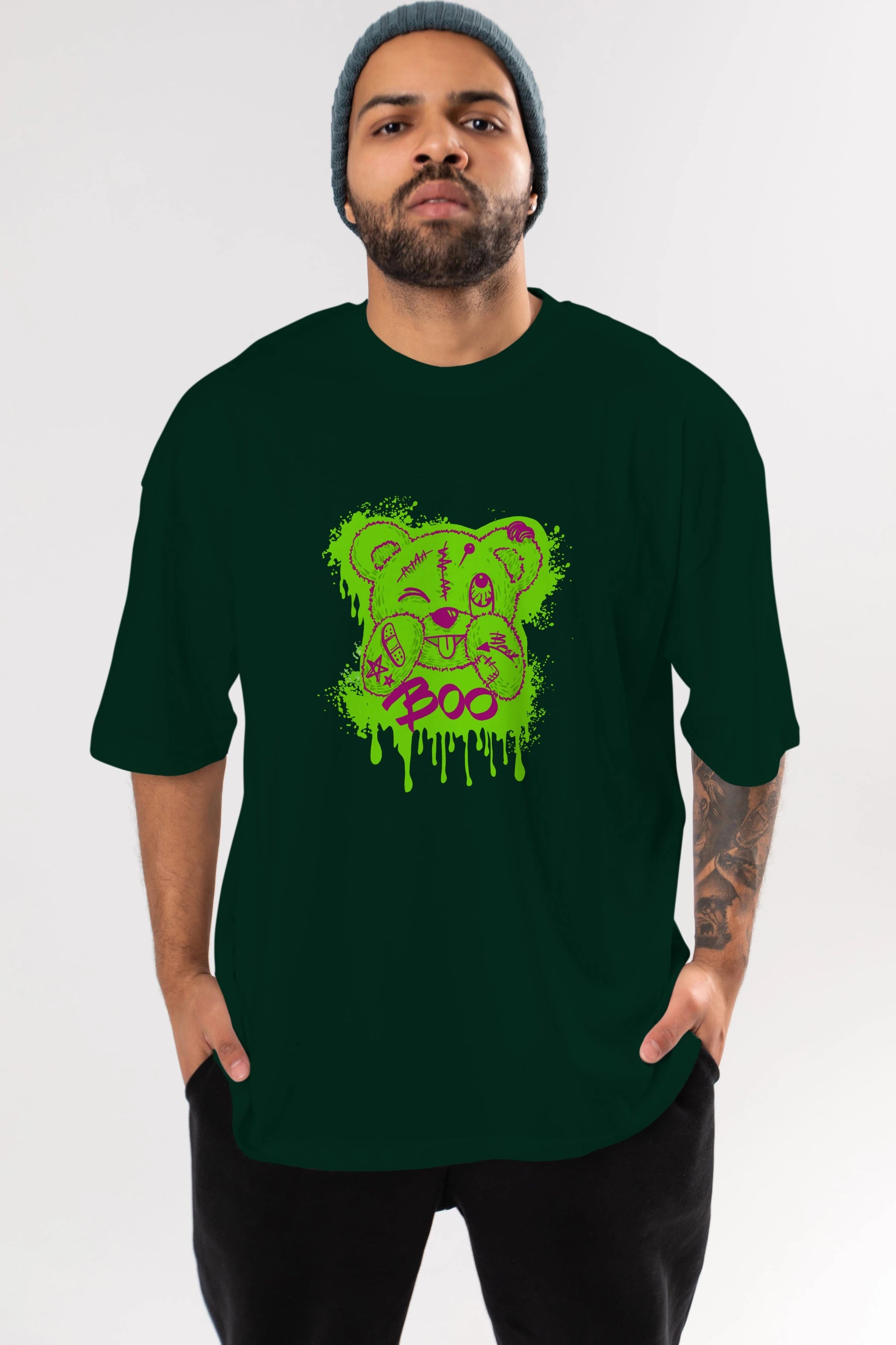 Boo  Bear Ön Baskılı Oversize t-shirt Erkek Kadın Unisex