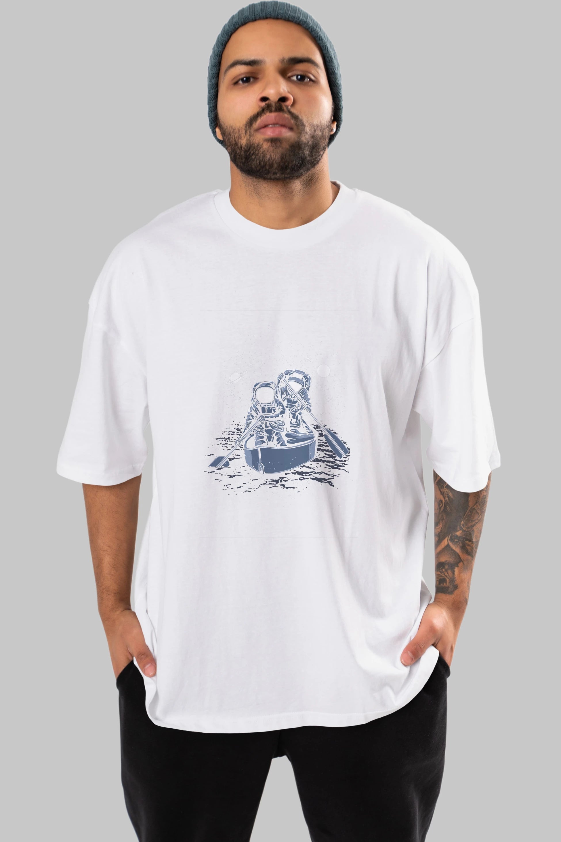 Across The Galaxy Ön Baskılı Oversize t-shirt Erkek Kadın Unisex %100 Pamuk tişort