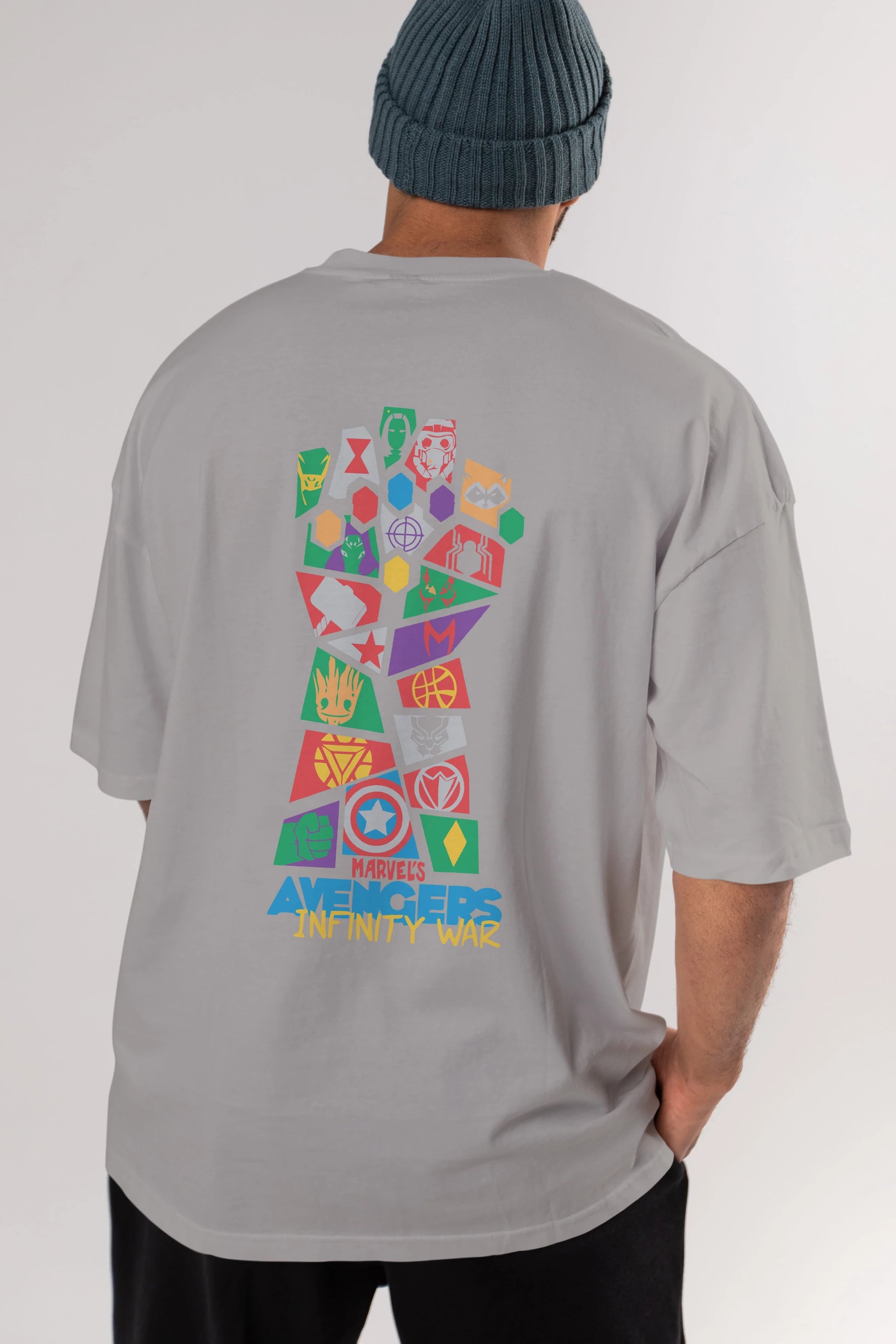 The Avengers Arka Baskılı Oversize t-shirt Erkek Kadın Unisex %100 Pamuk Bisiklet Yaka tişort