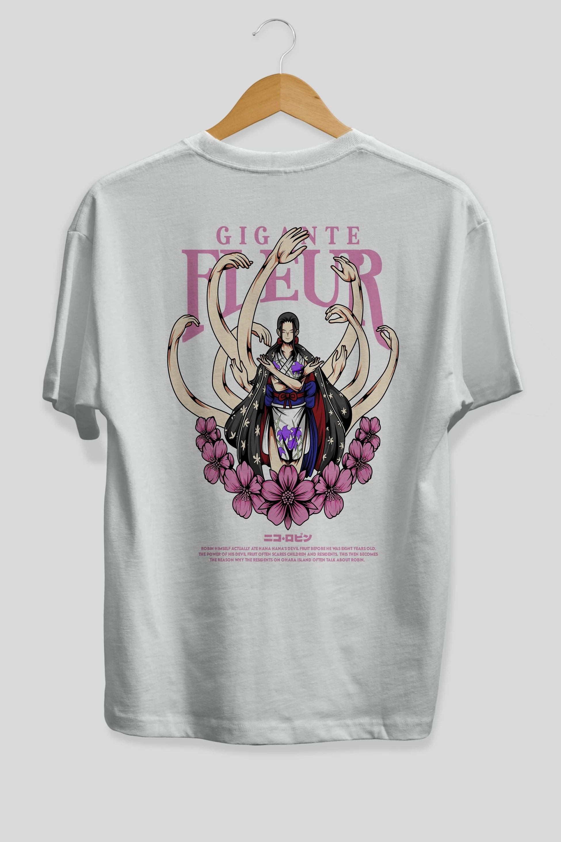 Gigante Fleur Anime Arka Baskılı Oversize t-shirt Erkek Kadın Unisex