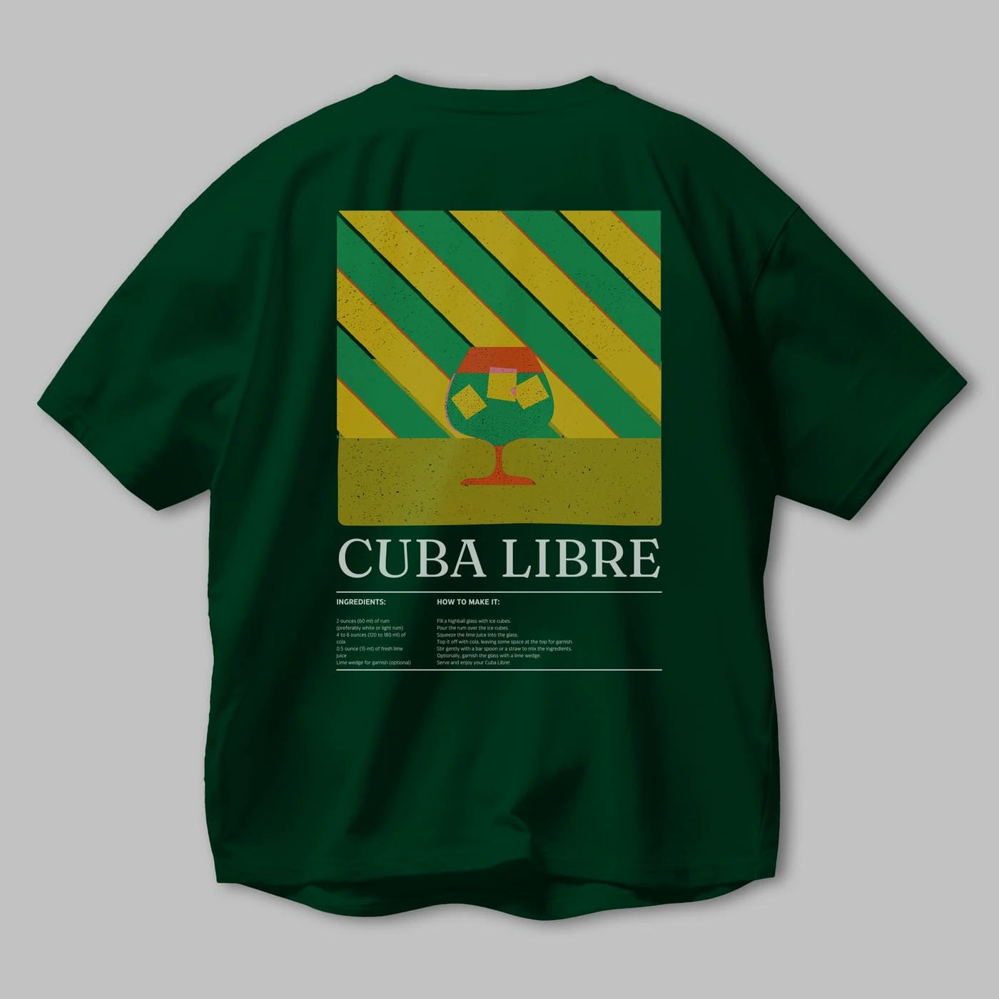 Cuba Libre Kokteyl Serisi Arka Baskılı Oversize t-shirt Erkek Kadın %100 Pamuk Bisiklet Yaka tişort
