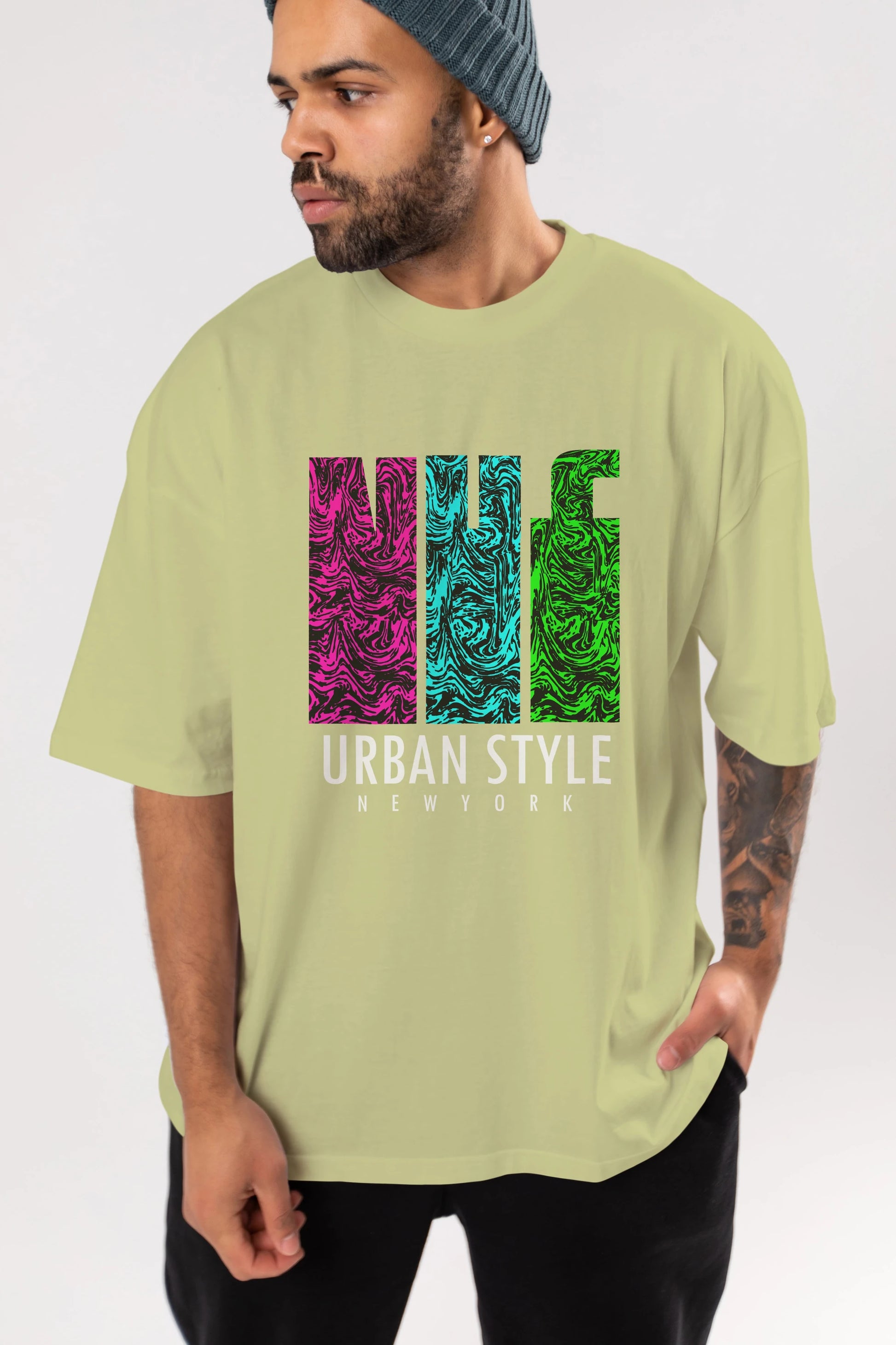 Urban Style Newyork Ön Baskılı Oversize t-shirt Erkek Kadın Unisex