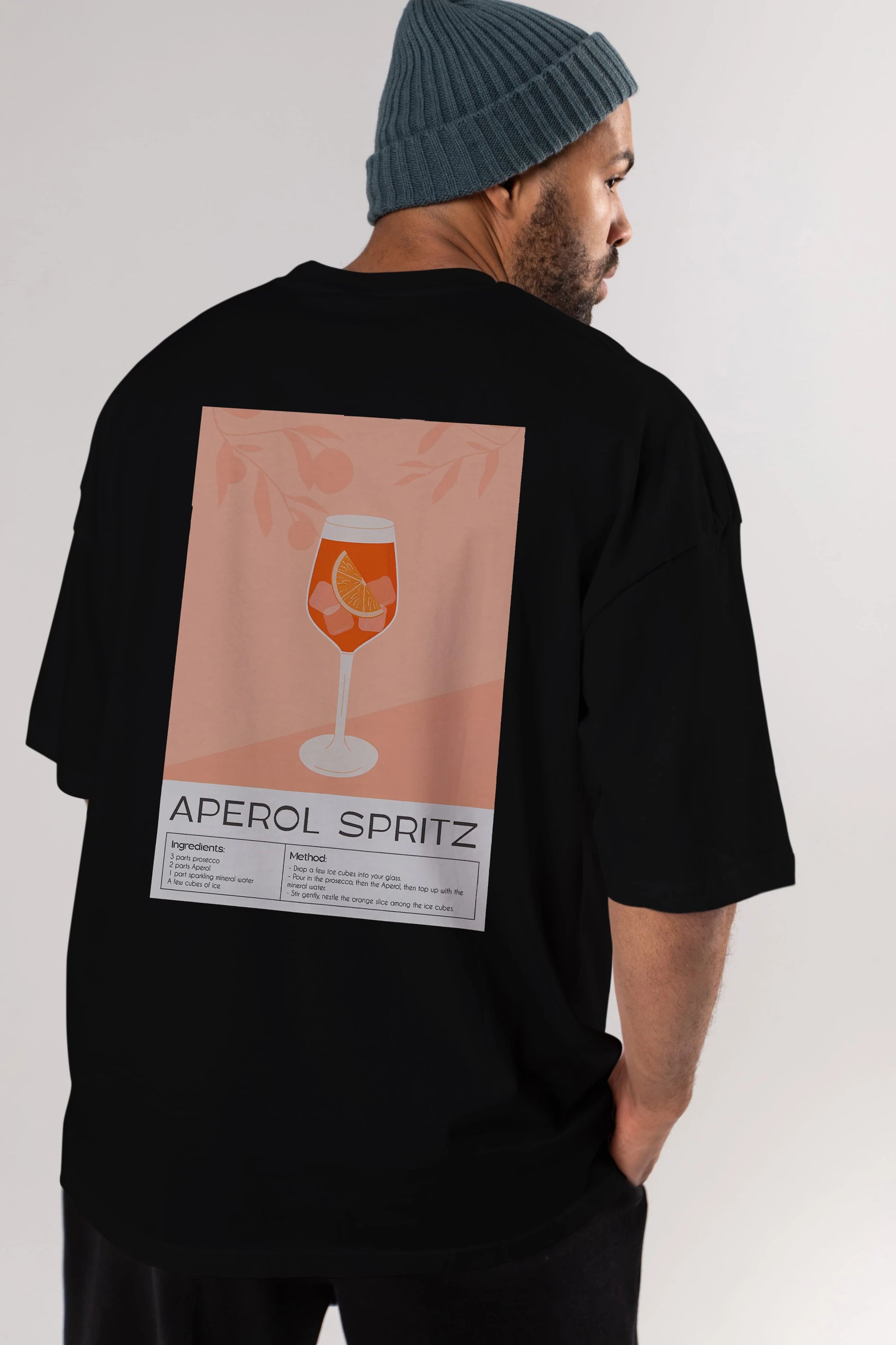 Aperol Spritz 7 Arka Baskılı Oversize t-shirt Erkek Kadın Unisex %100 Pamuk Bisiklet Yaka tişort