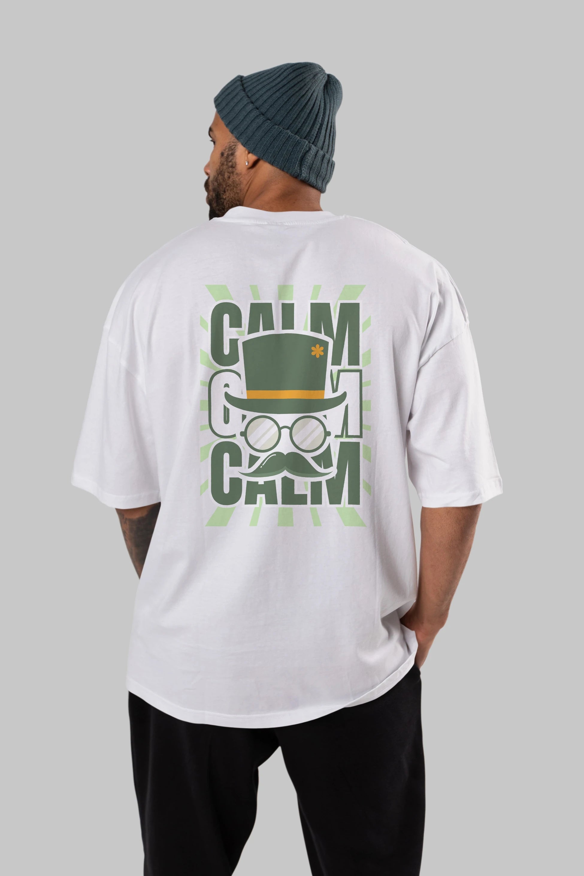 Calm Yazılı Arka Baskılı Oversize t-shirt Erkek Kadın Unisex