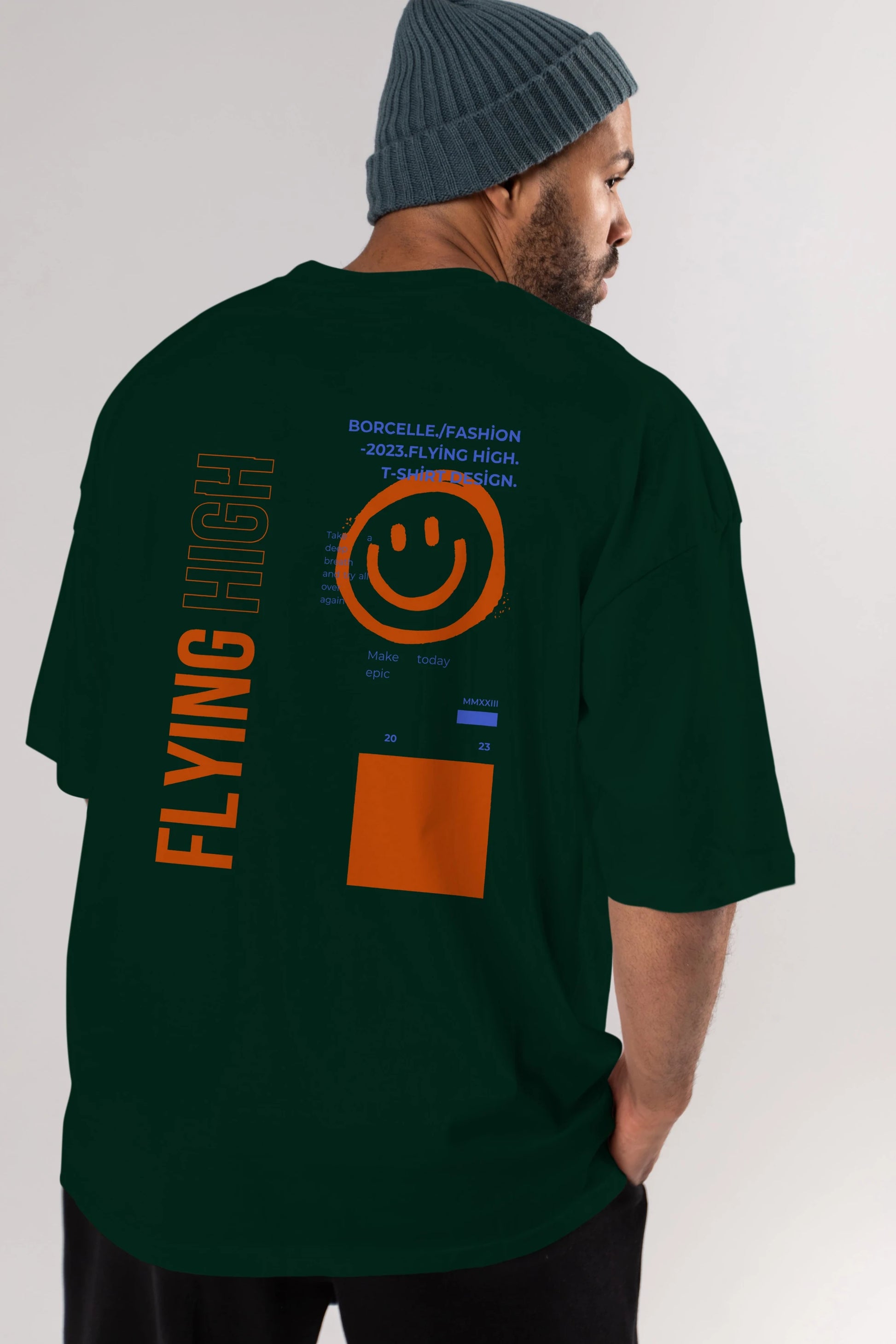 Flying High Yazılı Arka Baskılı Oversize t-shirt Erkek Kadın Unisex