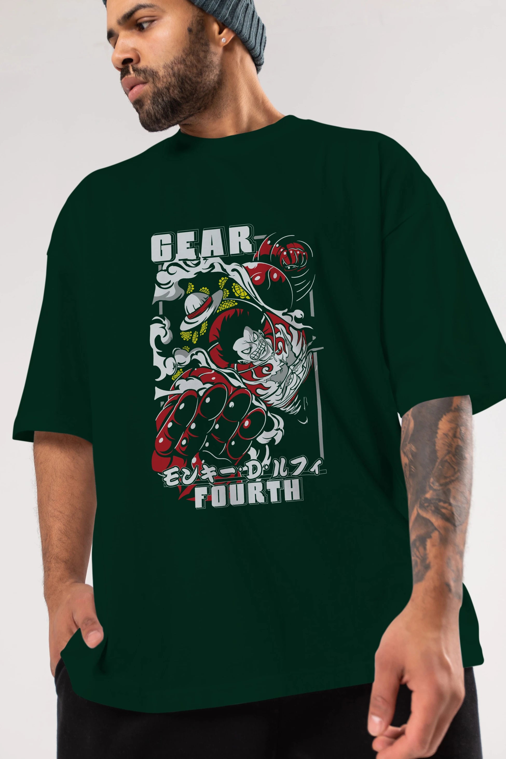 Luffy GEAR 4 Anime Ön Baskılı Oversize t-shirt Erkek Kadın Unisex