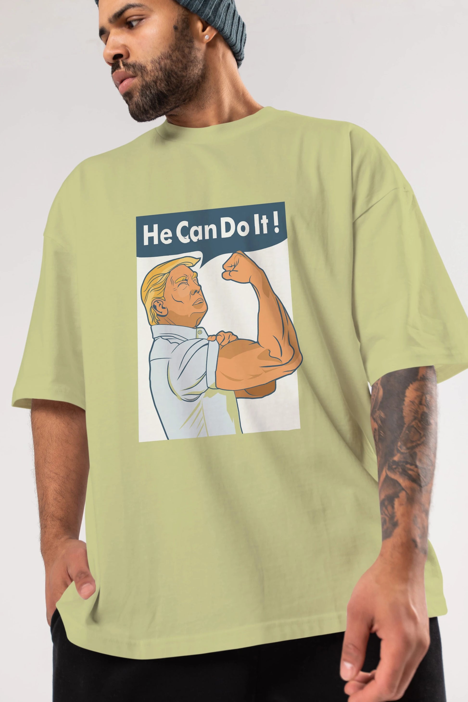 He Can Do It Trump Ön Baskılı Oversize t-shirt Erkek Kadın Unisex %100 Pamuk tişort