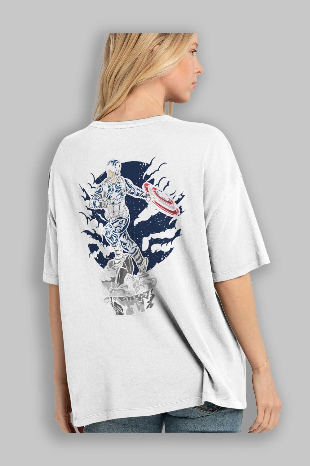 CAPTAIN AMERICA Arka Baskılı Oversize t-shirt Erkek Kadın Unisex %100 Pamuk