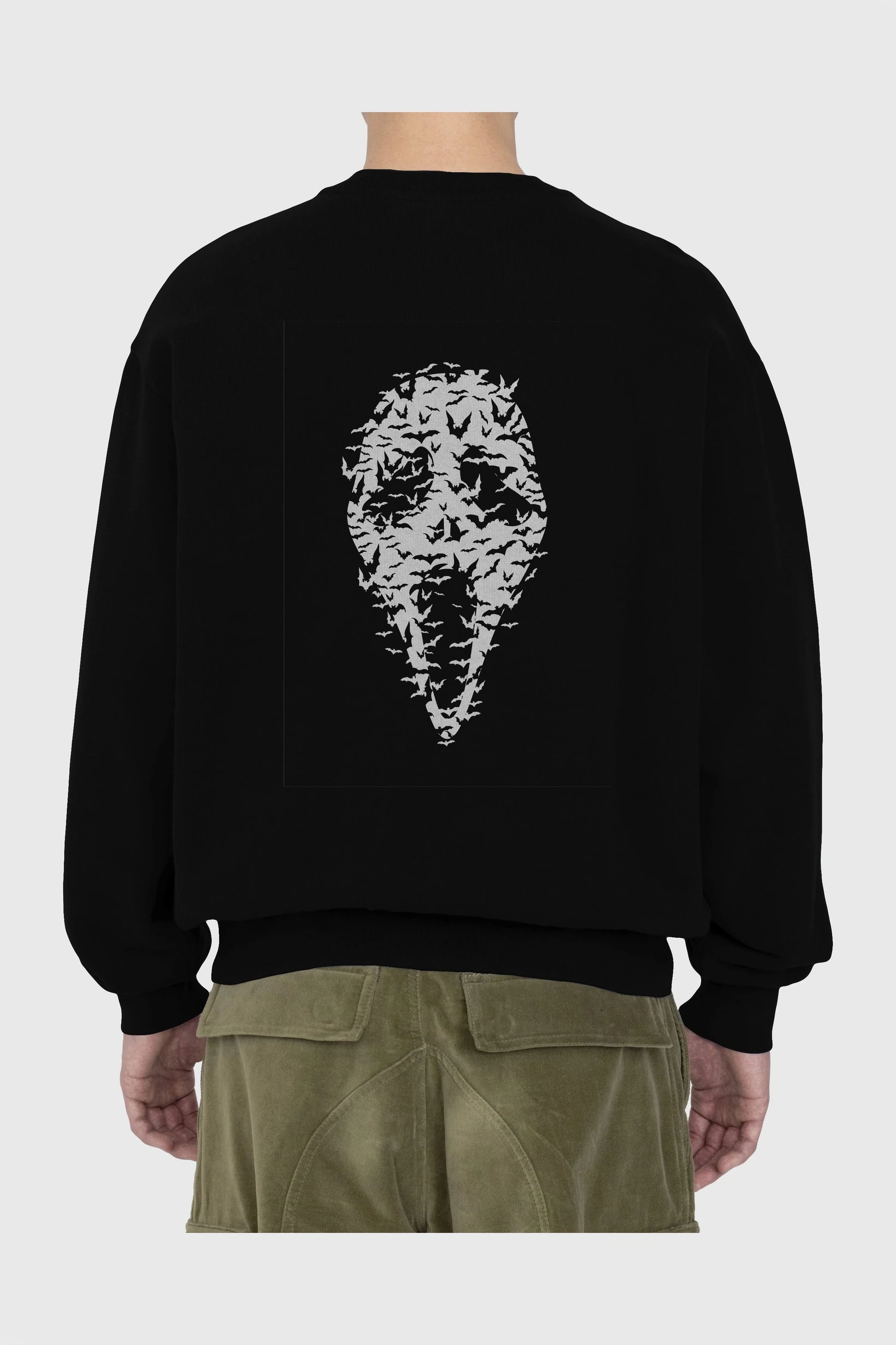 Ghost Face Bats Arka Baskılı Oversize Sweatshirt Erkek Kadın Unisex
