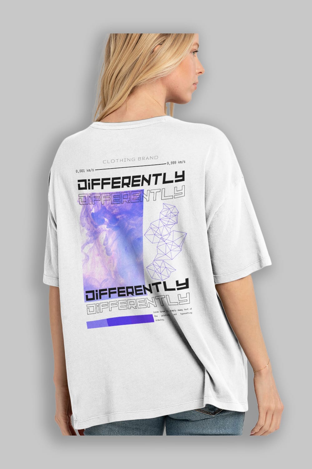 Differently Yazılı Arka Baskılı Oversize t-shirt Erkek Kadın Unisex