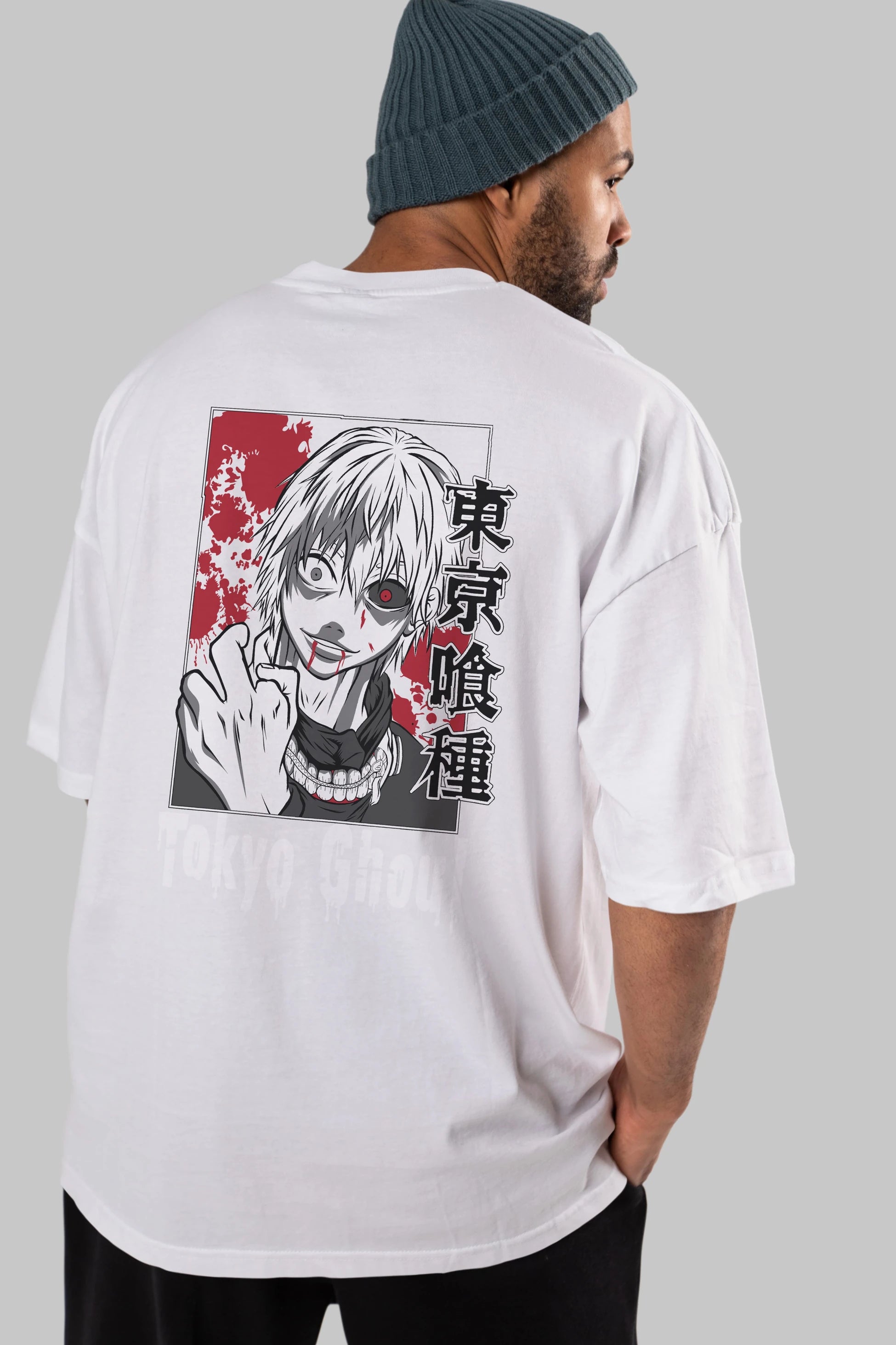 Kaneki Ken TOKYO GHOUL Anime Arka Baskılı Oversize t-shirt Erkek Kadın Unisex