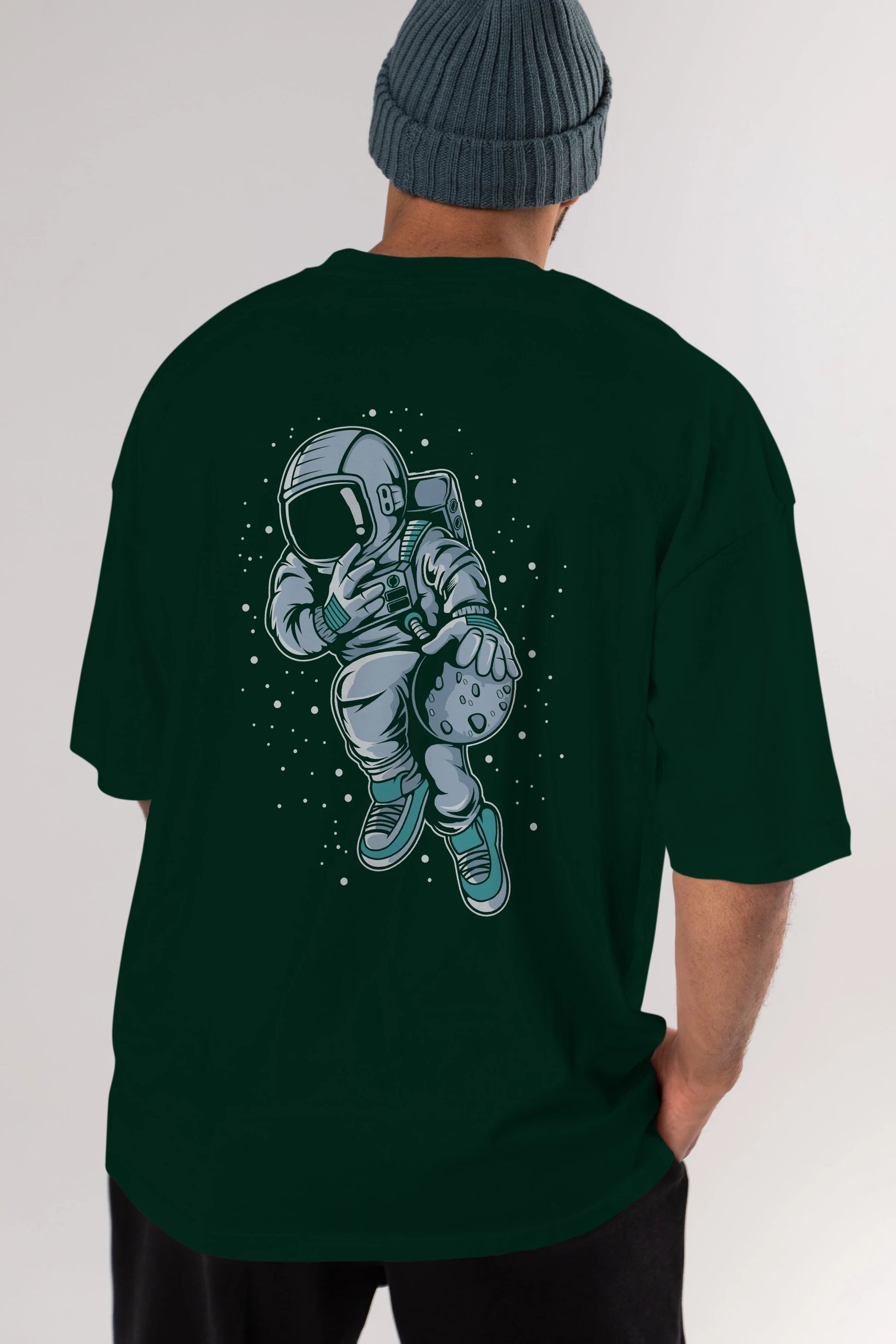 Astronaut Basketball (2) Arka Baskılı Oversize t-shirt Erkek Kadın Unisex