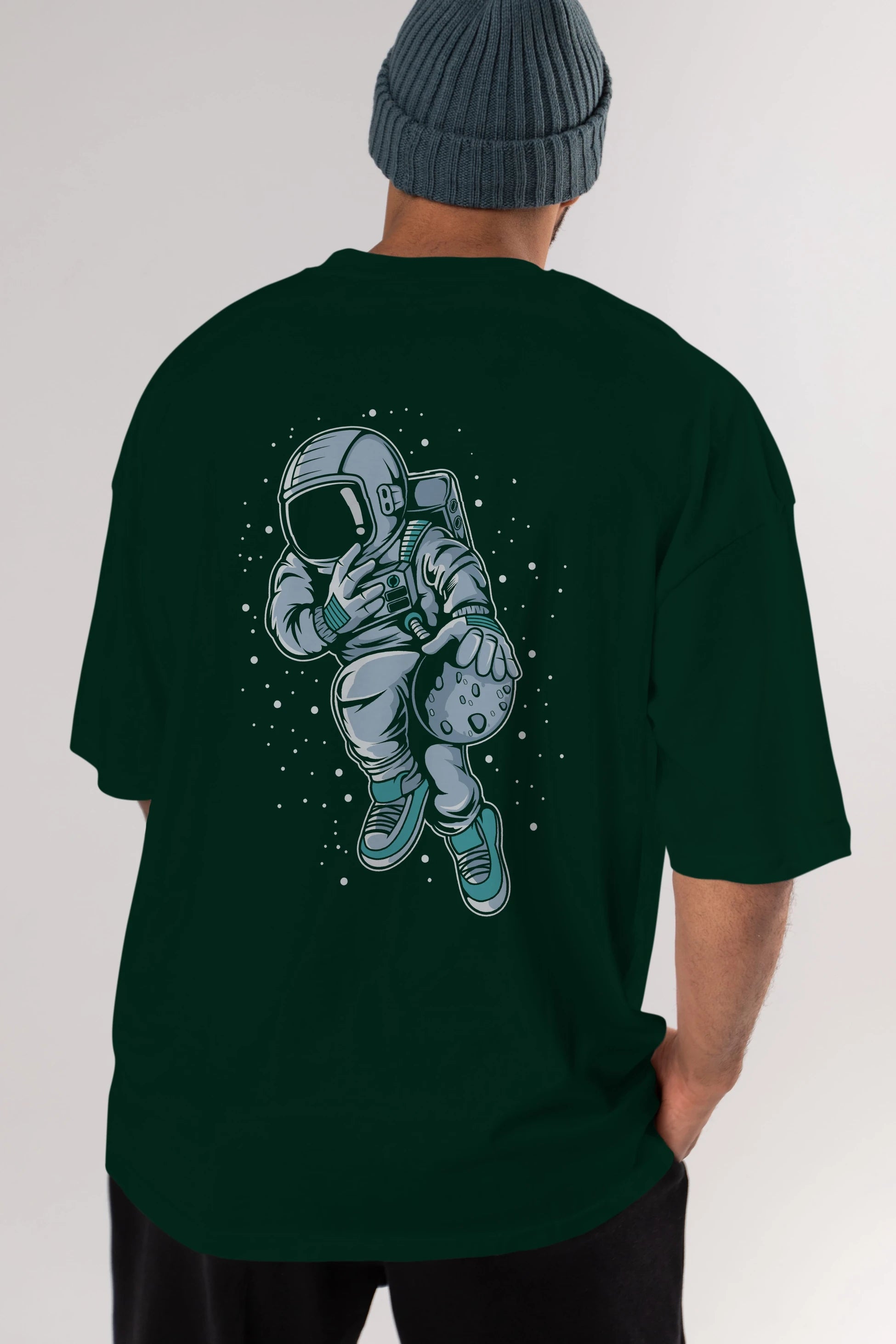 Astronaut Basketball (2) Arka Baskılı Oversize t-shirt Erkek Kadın Unisex