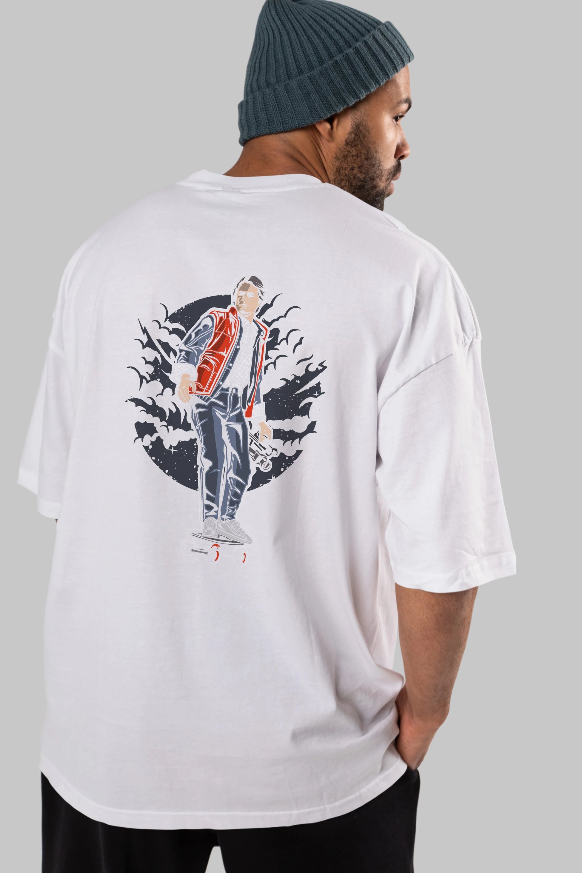MARTY Arka Baskılı Oversize t-shirt Erkek Kadın Unisex %100 Pamuk