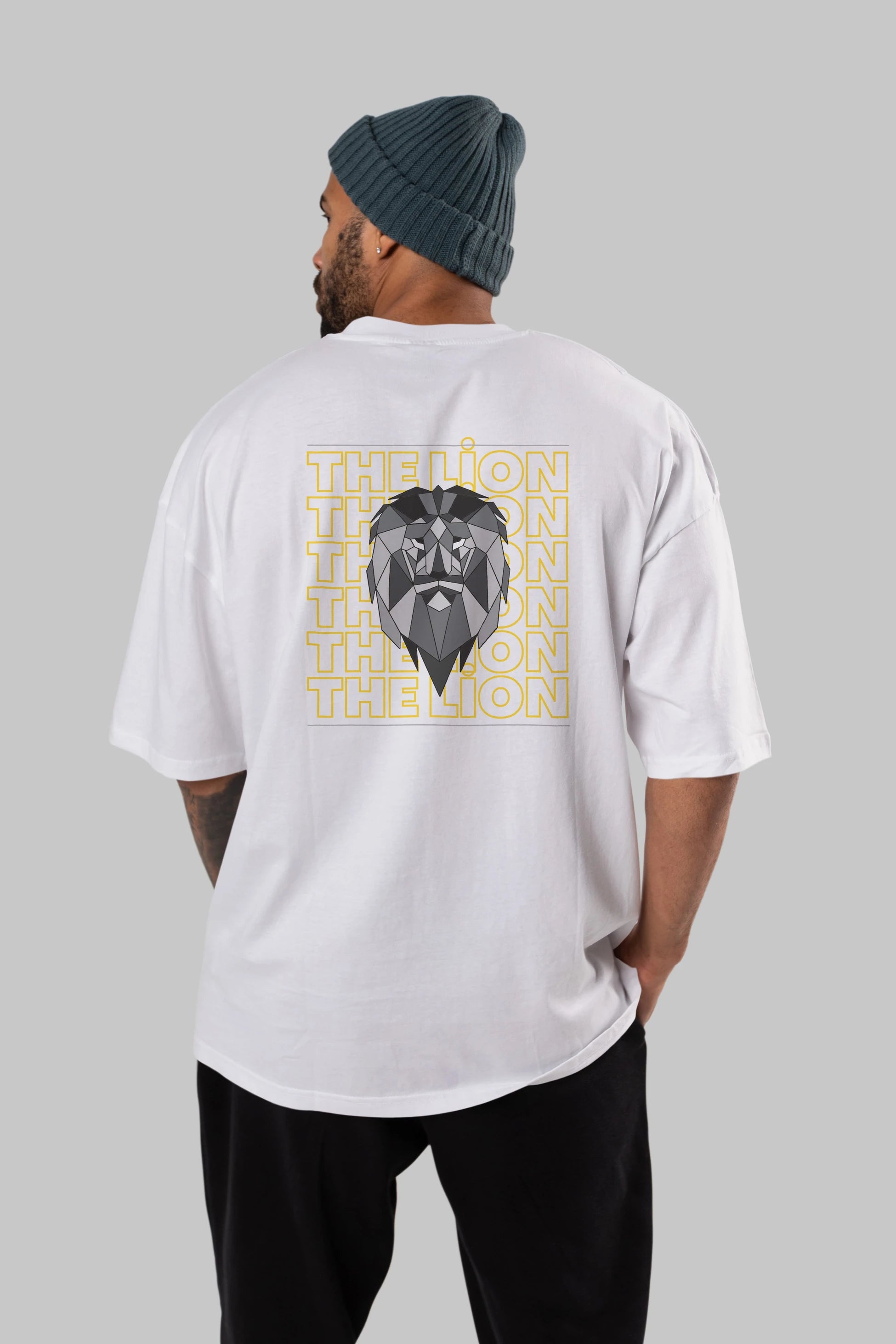 The Lion Yazılı Arka Baskılı Oversize t-shirt Erkek Kadın Unisex