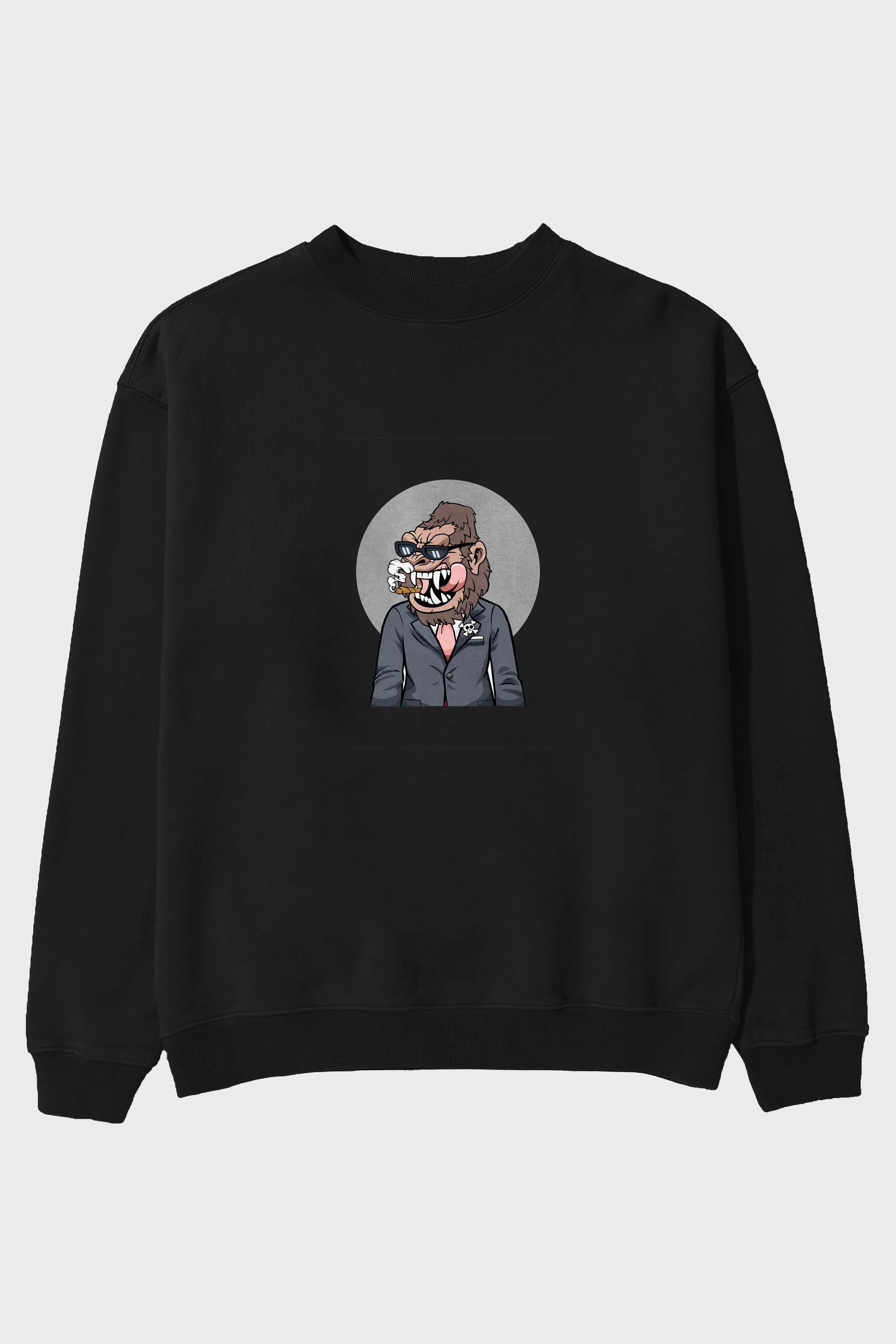 Monkey Suits Ön Baskılı Oversize Sweatshirt Erkek Kadın Unisex
