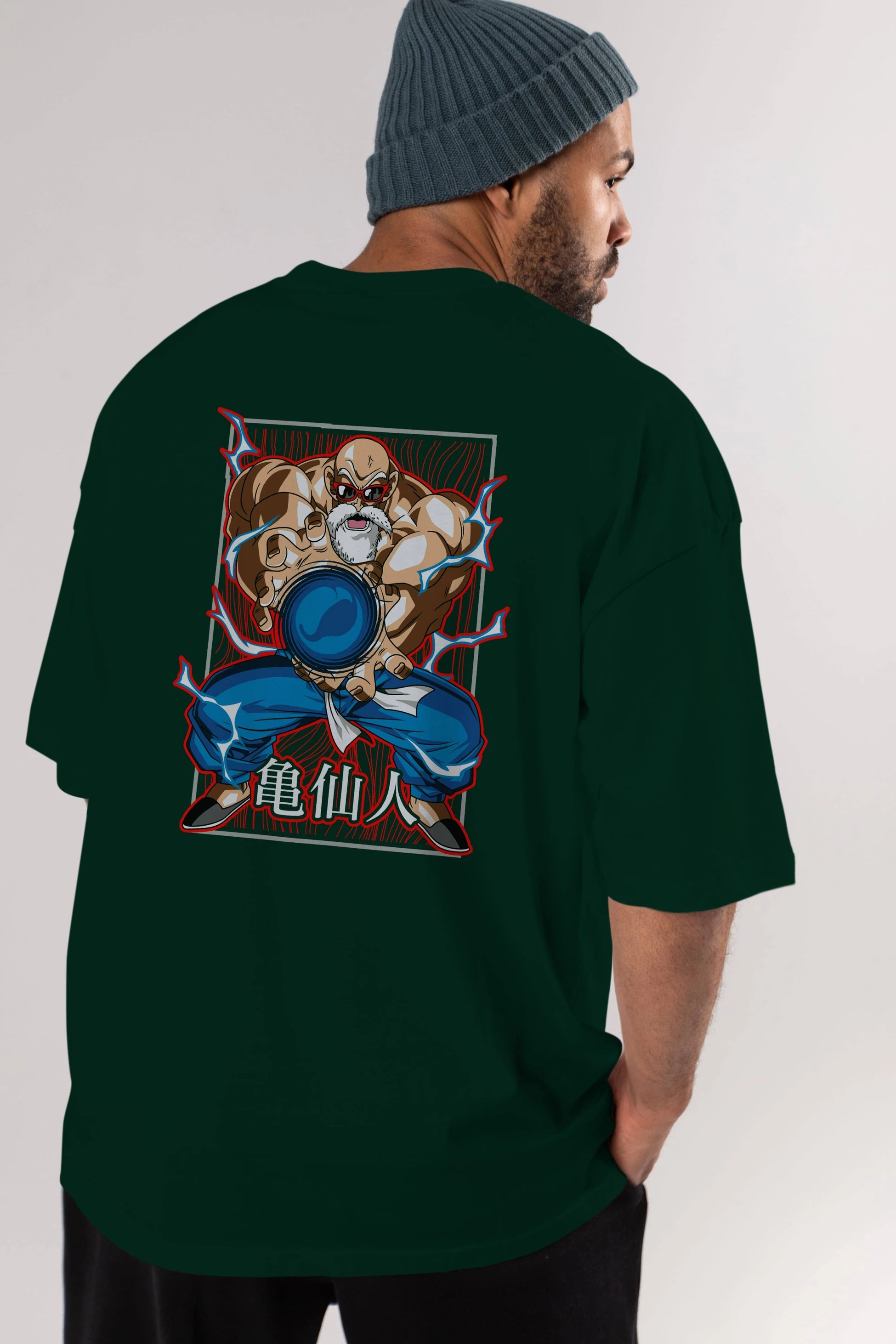 DragonBall MaestroRoshi Anime Arka Baskılı Oversize t-shirt Erkek Kadın Unisex