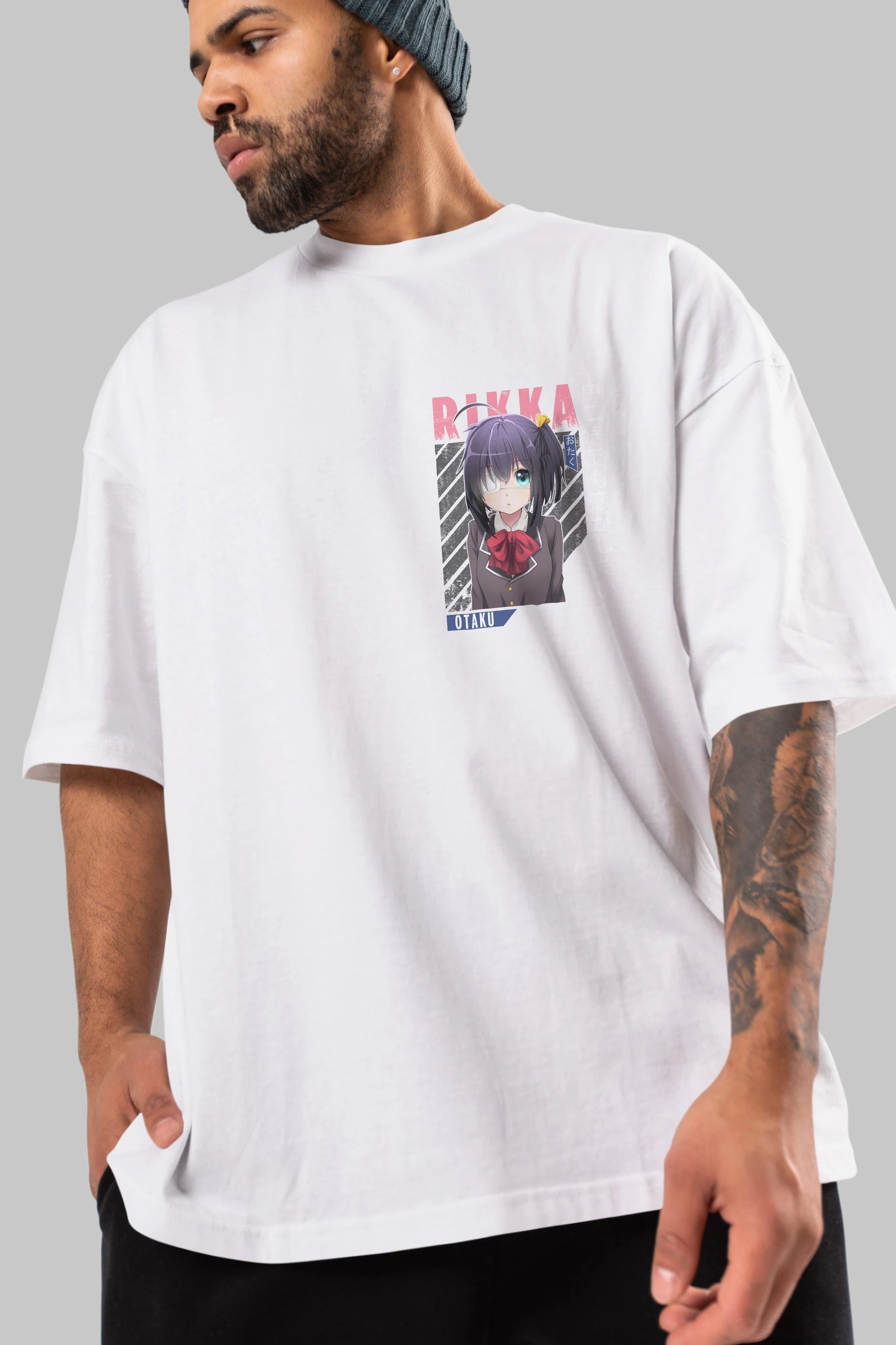 Rikka Takanashi 9 Ön Sol Baskılı Oversize t-shirt Erkek Kadın Unisex %100 Pamuk Bisiklet Yaka tişort