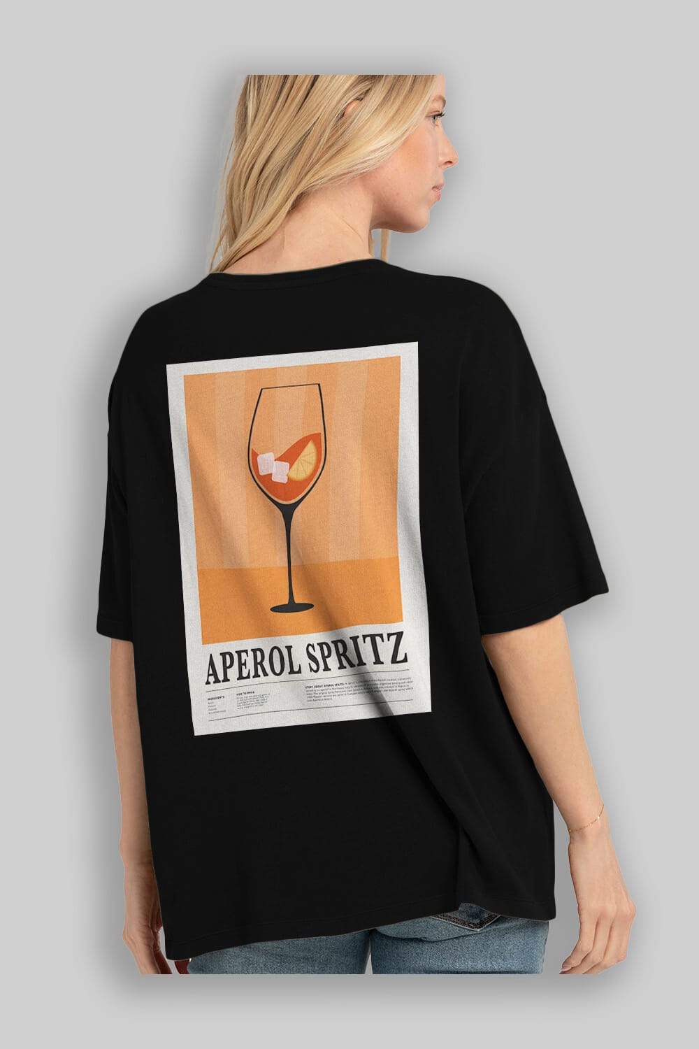Aperol Spritz 8 Arka Baskılı Oversize t-shirt Erkek Kadın Unisex %100 Pamuk Bisiklet Yaka tişort