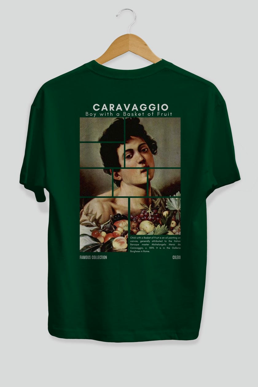 Caravaggio Boy Arka Baskılı Oversize t-shirt Erkek Kadın Bisiklet Yaka Pamuk tişort