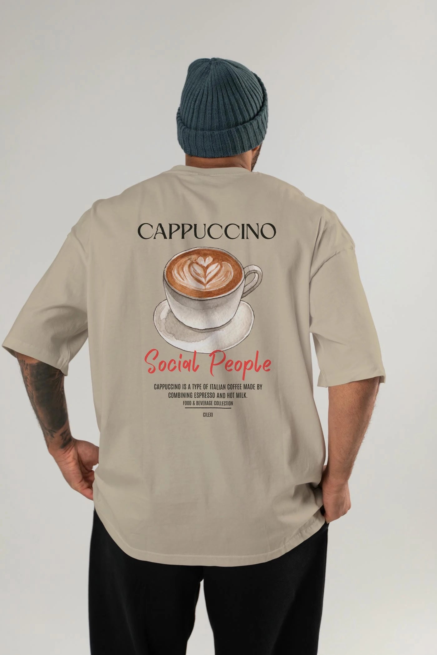 Cappuccino Kokteyl Serisi Baskılı Oversize t-shirt Erkek Kadın Unisex %100 Pamuk Bisiklet Yaka tişort
