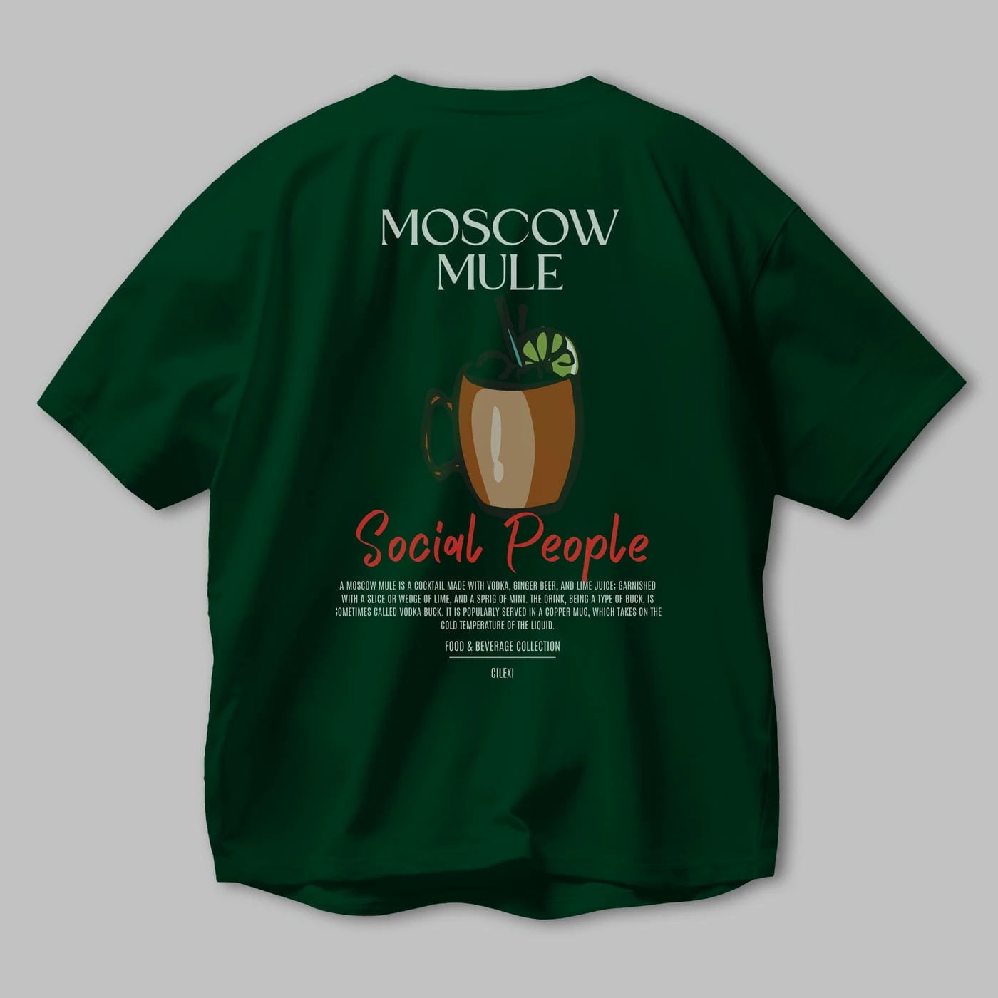 Moscow Mule Kokteyl Serisi Baskılı Oversize t-shirt Erkek Kadın Unisex %100 Pamuk Bisiklet Yaka tişort