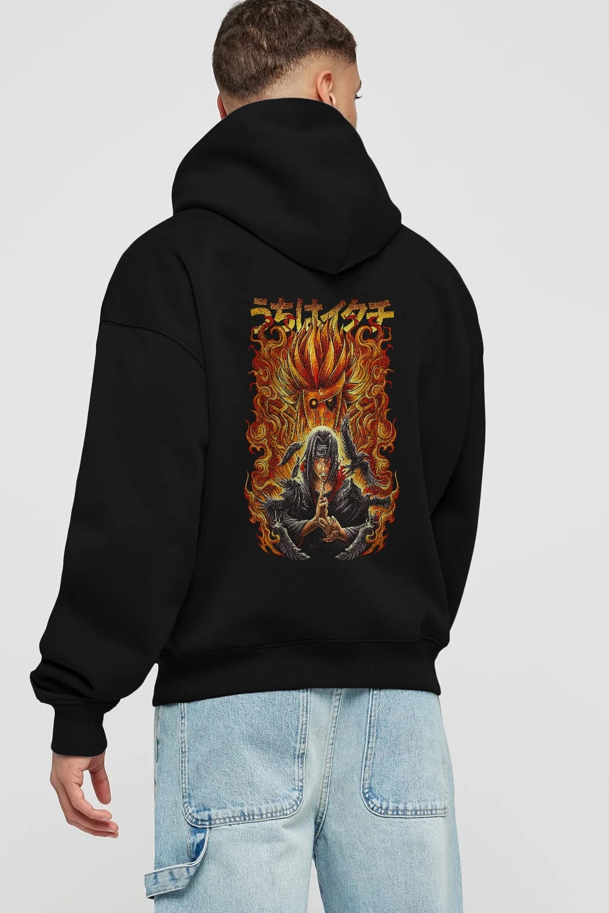 NARUTO ITACHI UCHIHA Anime Arka Baskılı Hoodie Oversize Kapüşonlu Sweatshirt Erkek Kadın Unisex