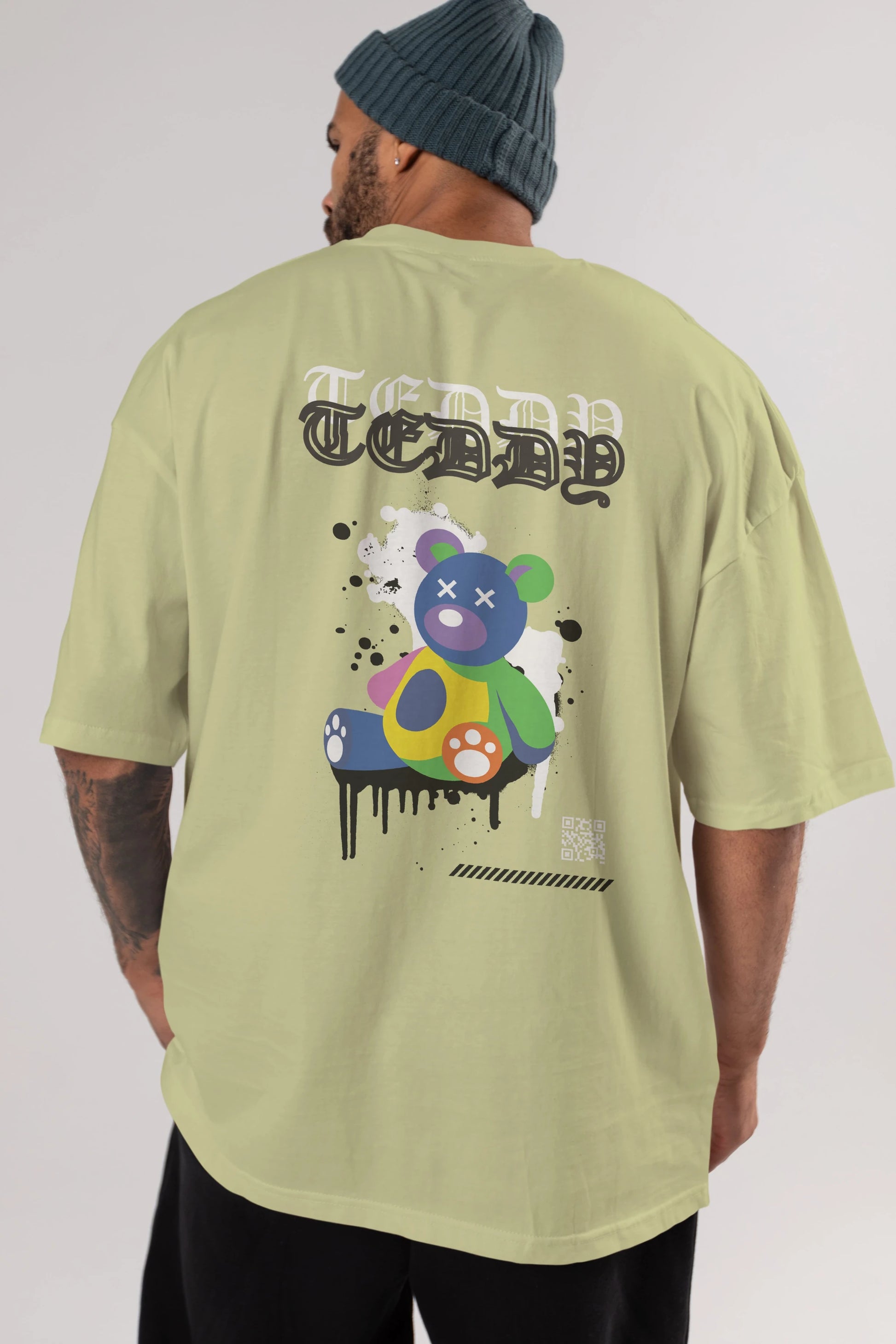 Teddy Bear Arka Baskılı Oversize t-shirt Erkek Kadın Unisex