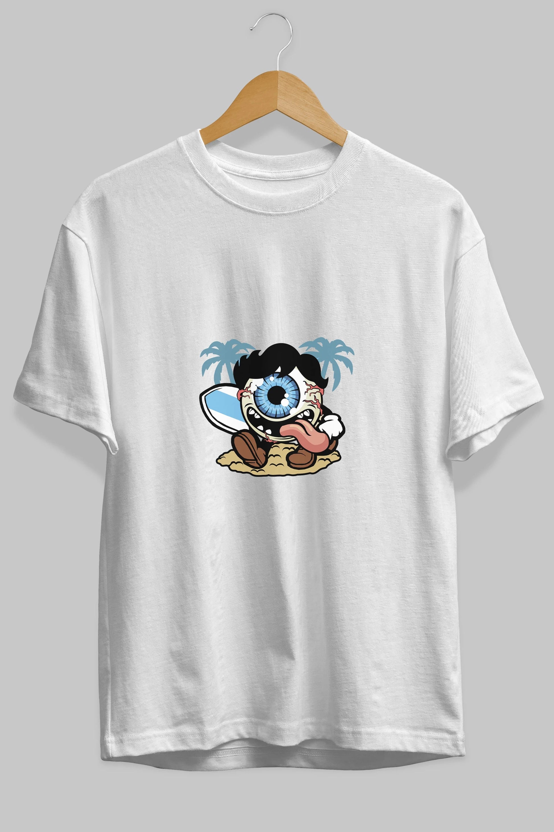 Eye Ball Surfer Ön Baskılı Oversize t-shirt Erkek Kadın Unisex %100 Pamuk tişort