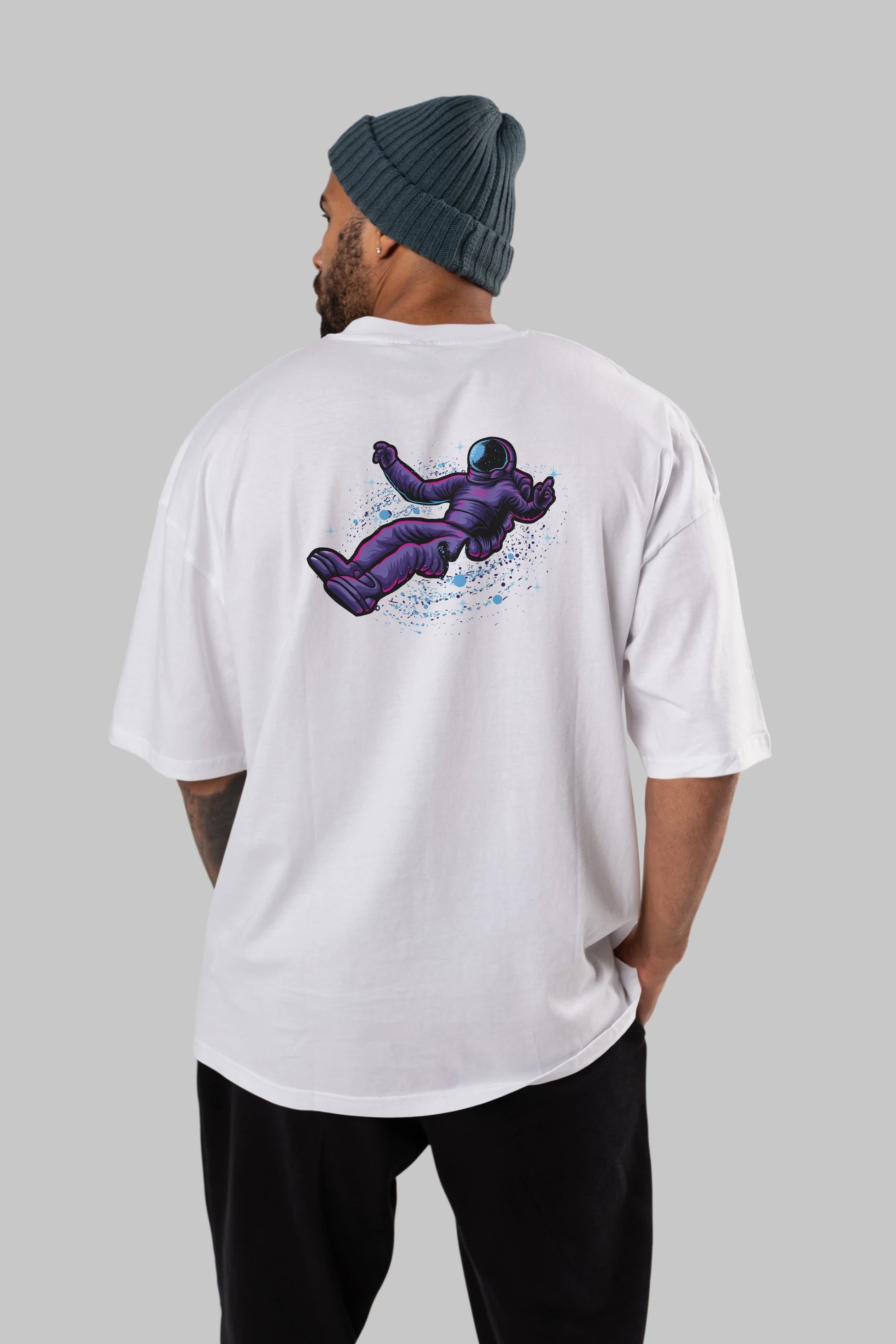 Having fun in outer space Arka Baskılı Oversize t-shirt Erkek Kadın Unisex