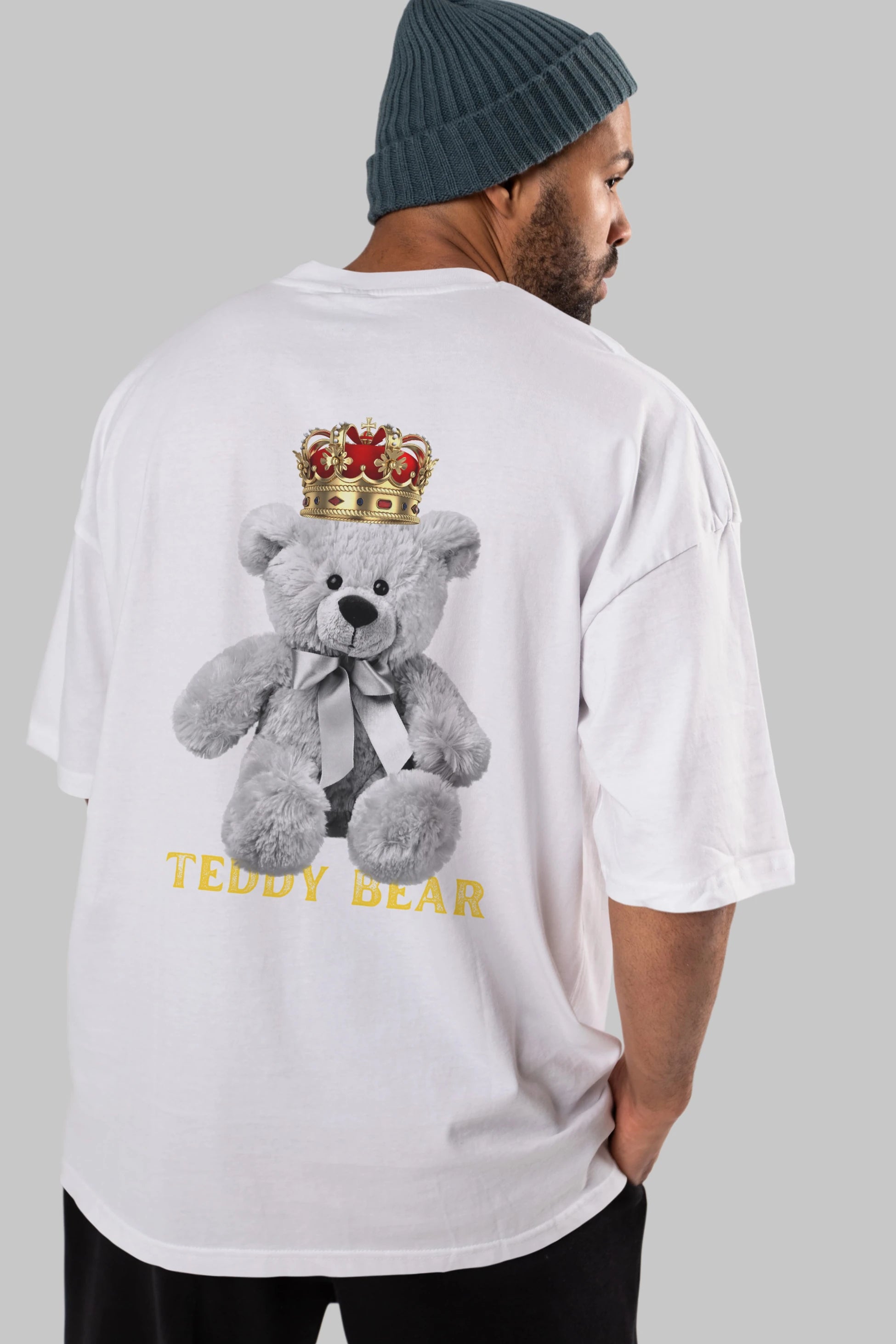 Teddy Bear Arka Baskılı Oversize t-shirt Erkek Kadın Unisex