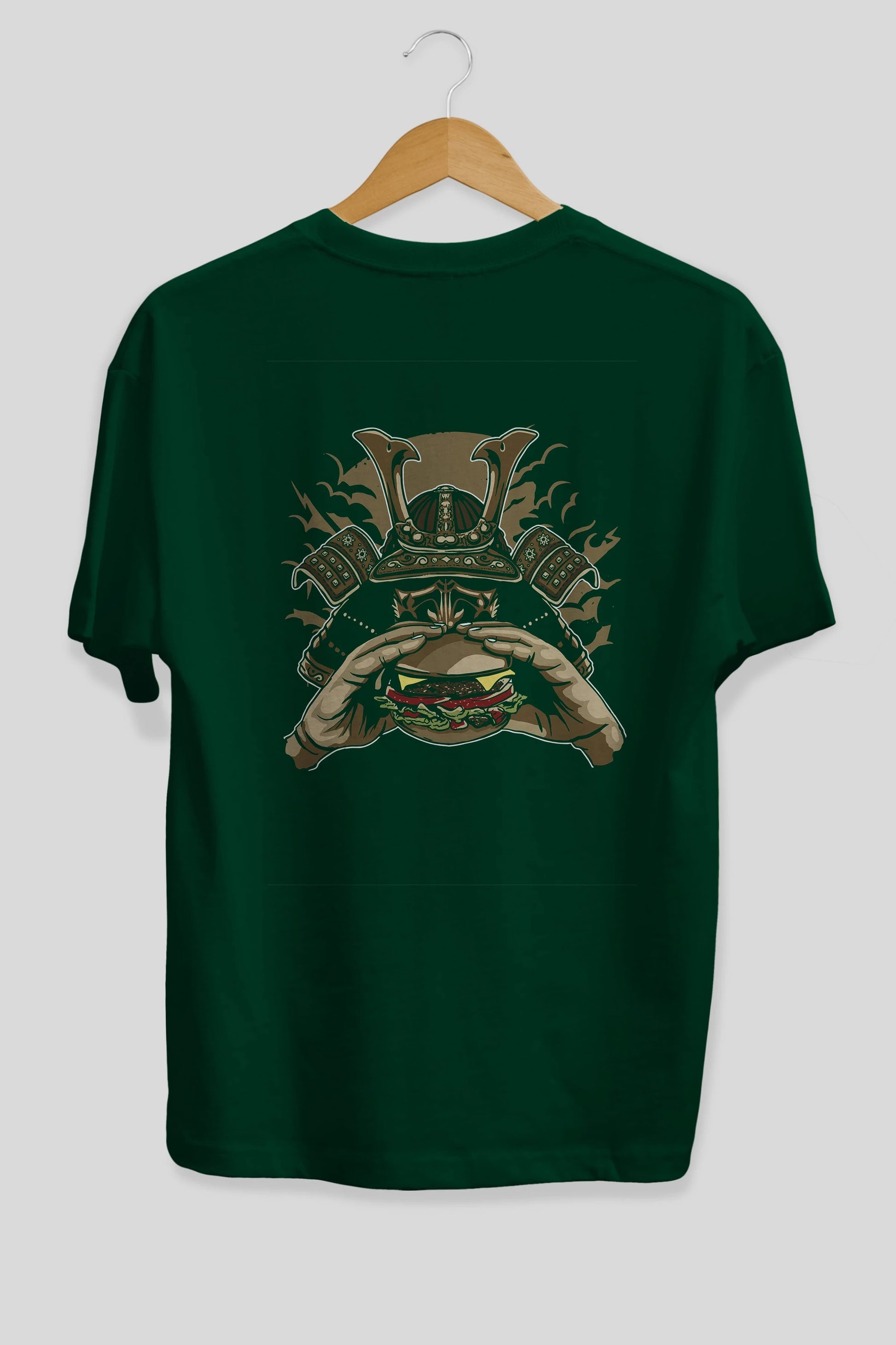 Samurai Burger Arka Baskılı Oversize t-shirt Erkek Kadın Unisex %100 Pamuk