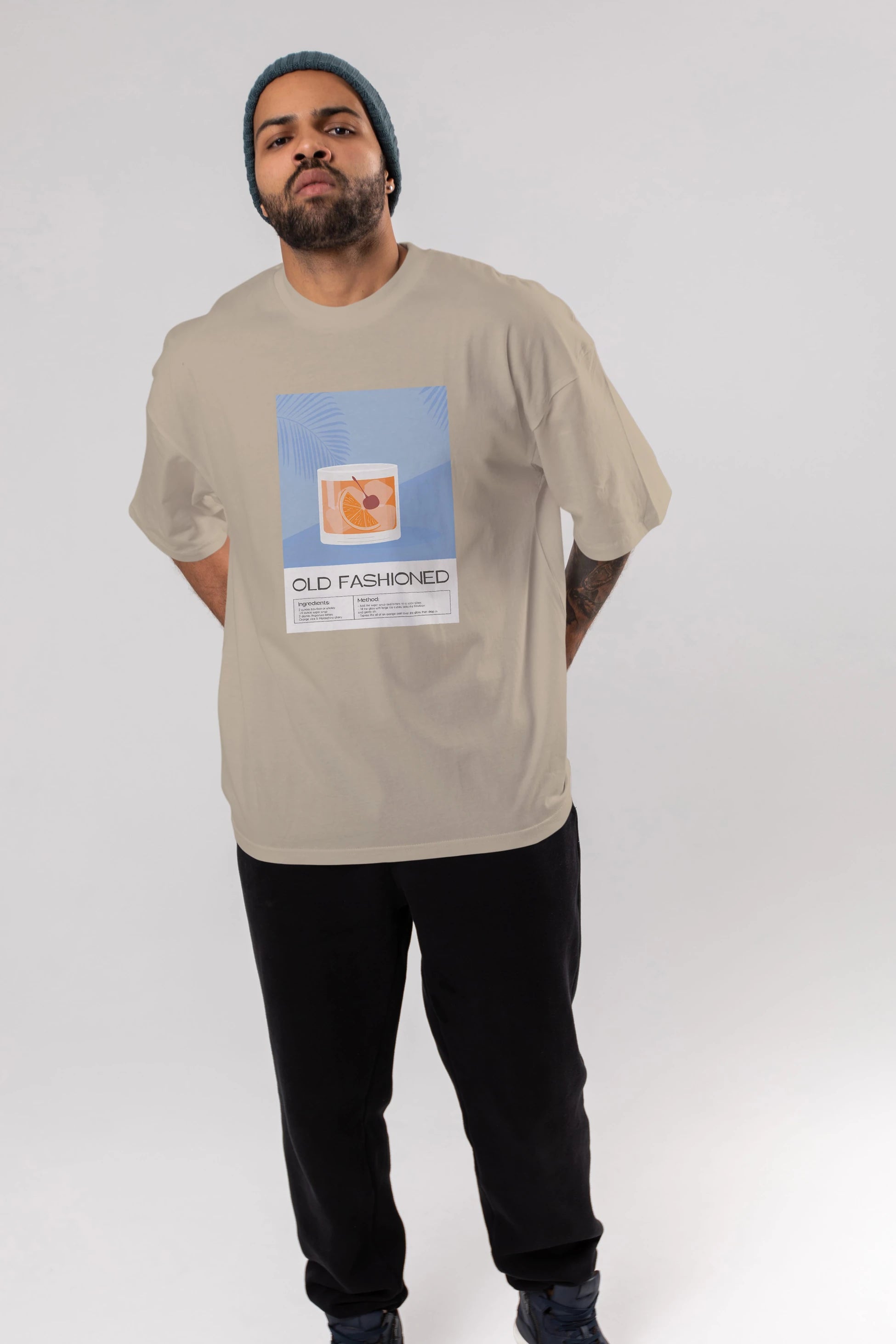 Old Fashioned 3 Ön Baskılı Oversize t-shirt Erkek Kadın Unisex %100 Pamuk Bisiklet Yaka tişort