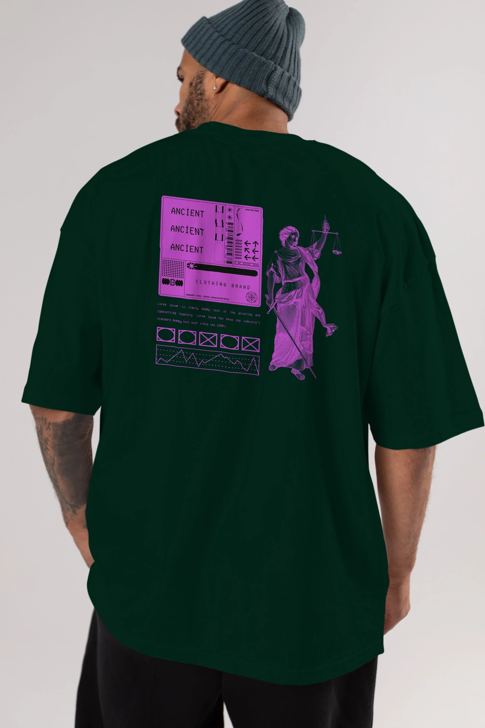 Ancient Streetwear Arka Baskılı Oversize t-shirt Erkek Kadın Unisex