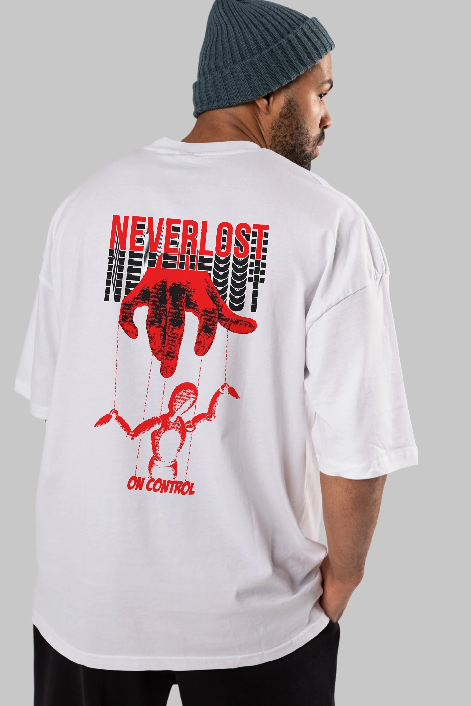 Neverlost on Control Arka Baskılı Oversize t-shirt Erkek Kadın Unisex