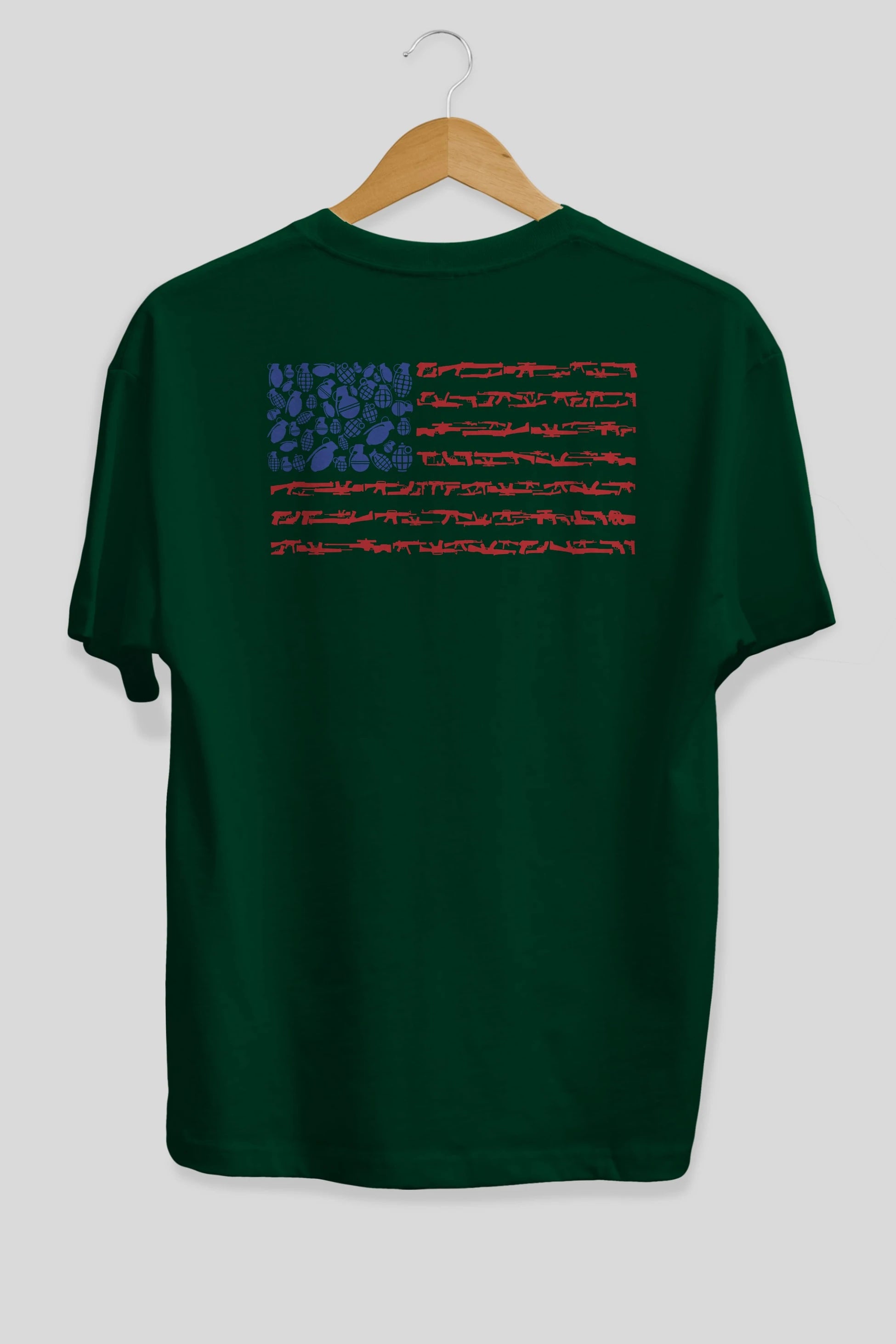 Weapon Flag Arka Baskılı Oversize t-shirt %100 pamuk Erkek Kadın Unisex