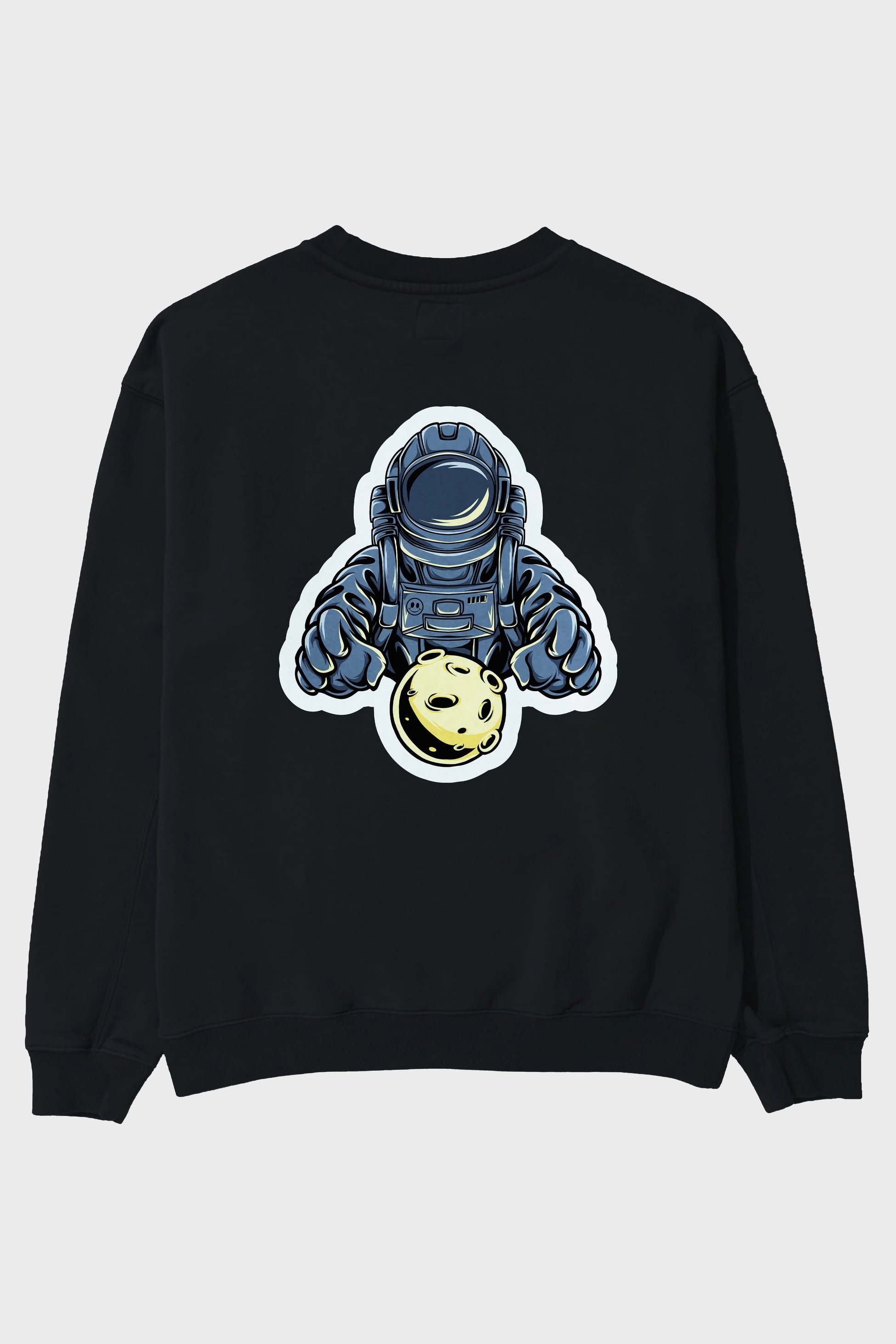 Astromoon sticker Arka Baskılı Oversize Sweatshirt Erkek Kadın Unisex